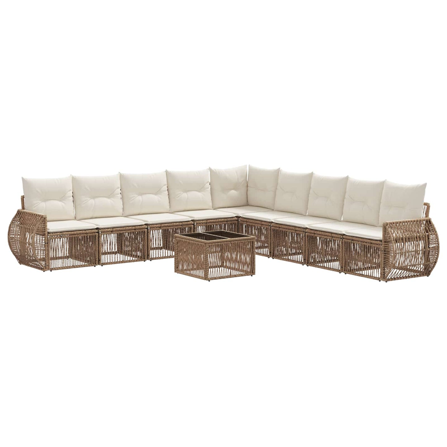 Tuinbankenset 10 pcs Beige en Crème Wit poly rattan is nu te koop bij PeponiXL, paradijselijk wonen!