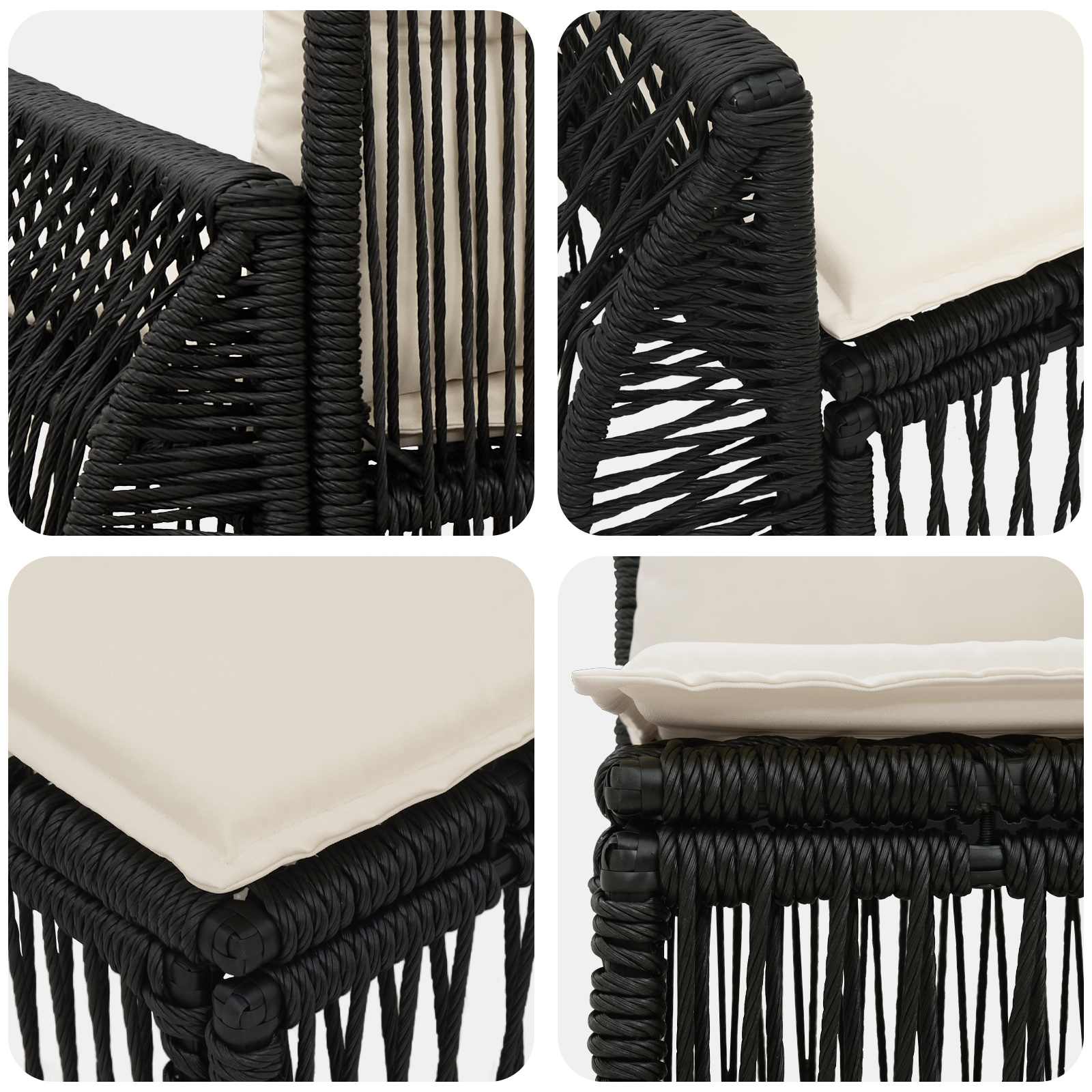 Tuinbankenset 10 pcs Zwart en Cream Wit poly rattan is nu te koop bij PeponiXL, paradijselijk wonen!