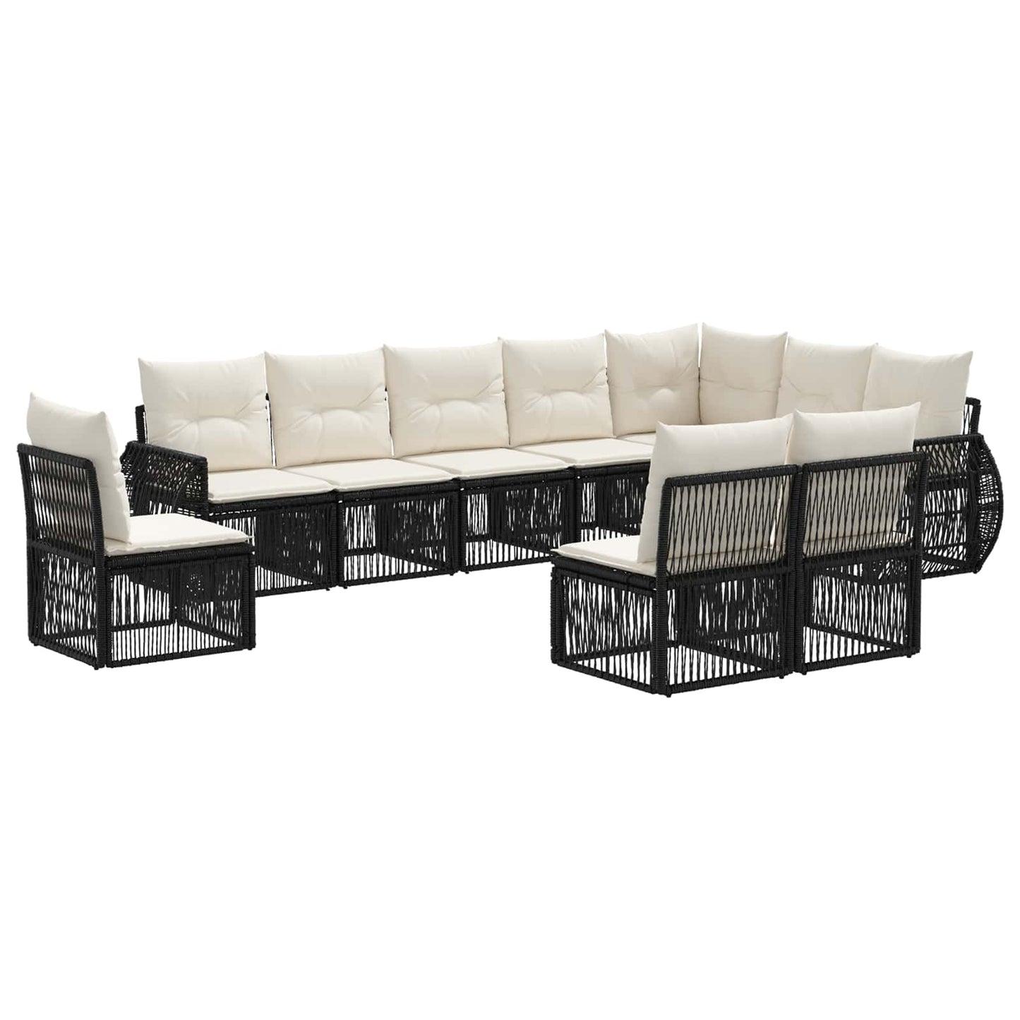 Tuinbankenset 10 pcs Zwart en Cream Wit poly rattan is nu te koop bij PeponiXL, paradijselijk wonen!