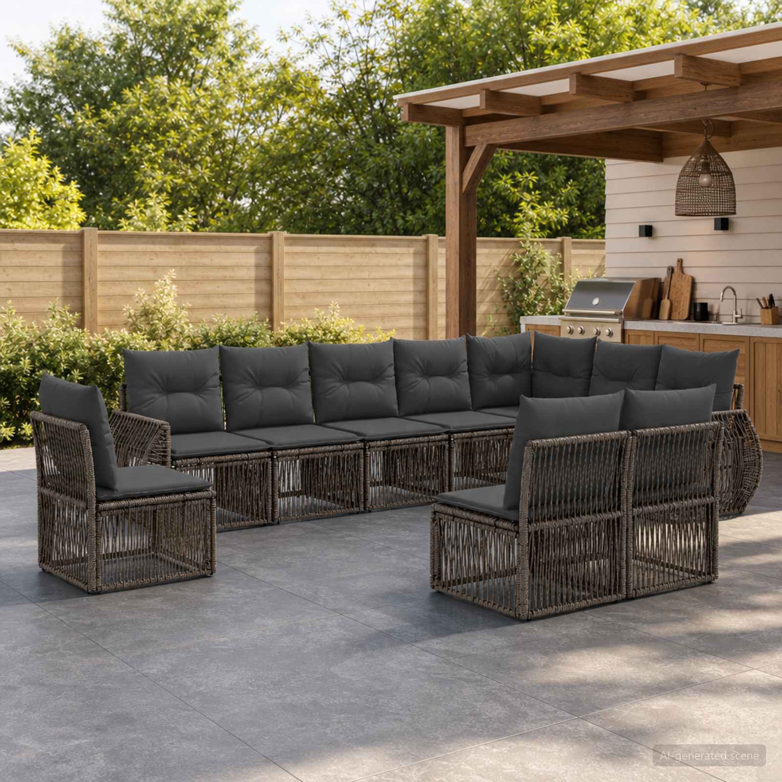 Tuinbankenset 10 pcs Grijs en Donkergrijs poly rattan is nu te koop bij PeponiXL, paradijselijk wonen!