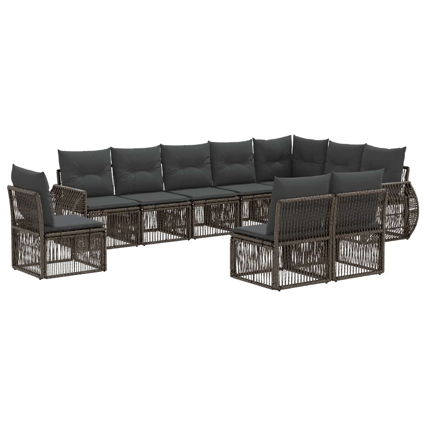 Tuinbankenset 10 pcs Grijs en Donkergrijs poly rattan is nu te koop bij PeponiXL, paradijselijk wonen!