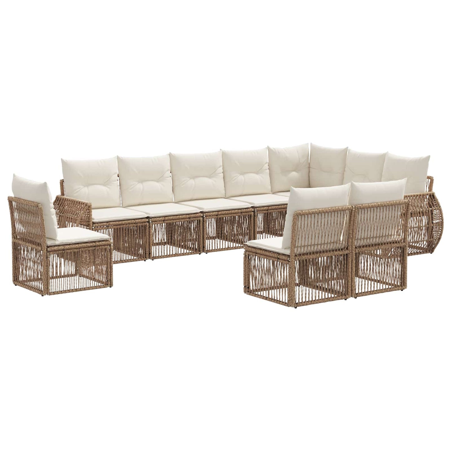 Tuinbankenset 10 pcs Beige en Crème Wit poly rattan is nu te koop bij PeponiXL, paradijselijk wonen!