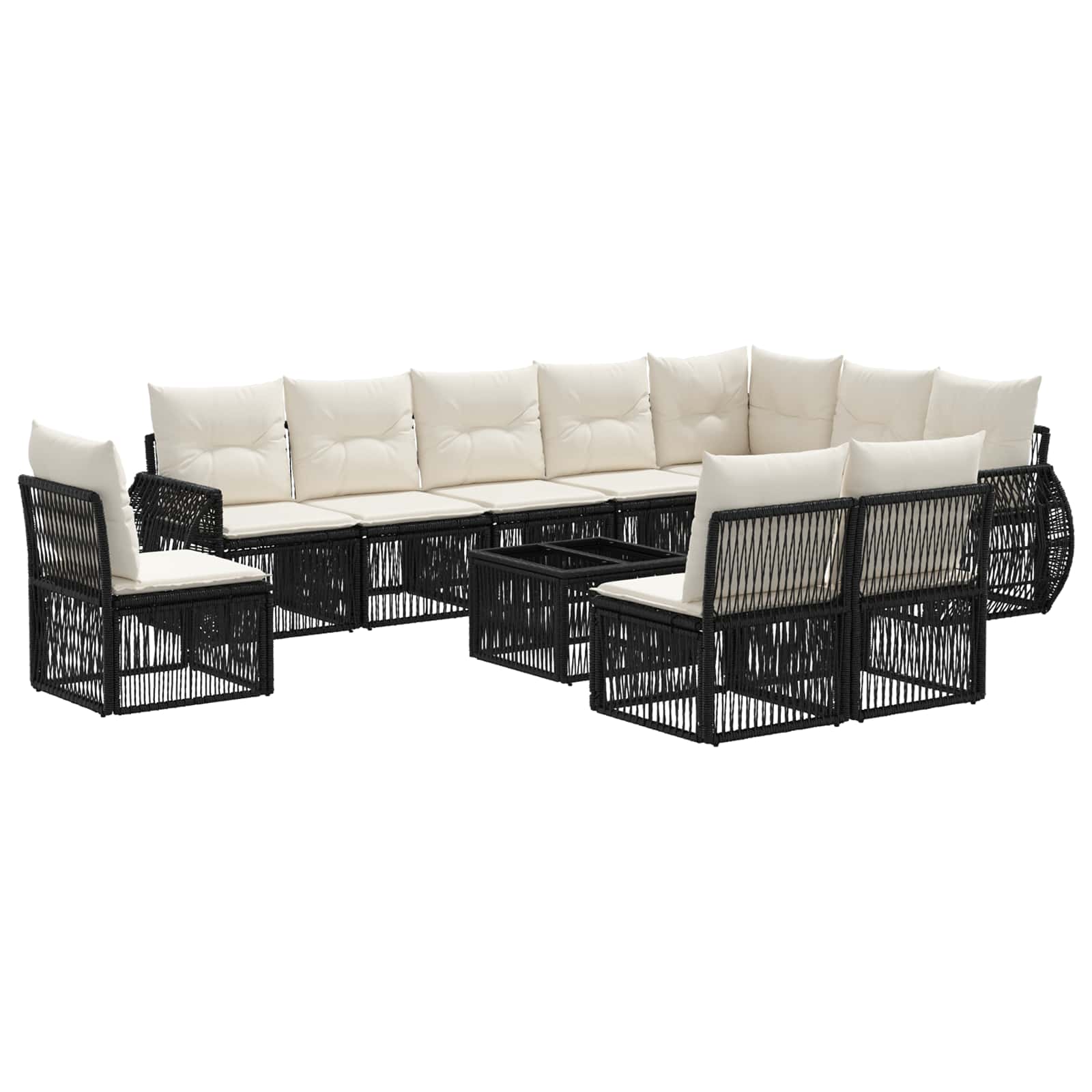 Tuinbankenset 11 pcs Zwart en Cream Wit poly rattan is nu te koop bij PeponiXL, paradijselijk wonen!