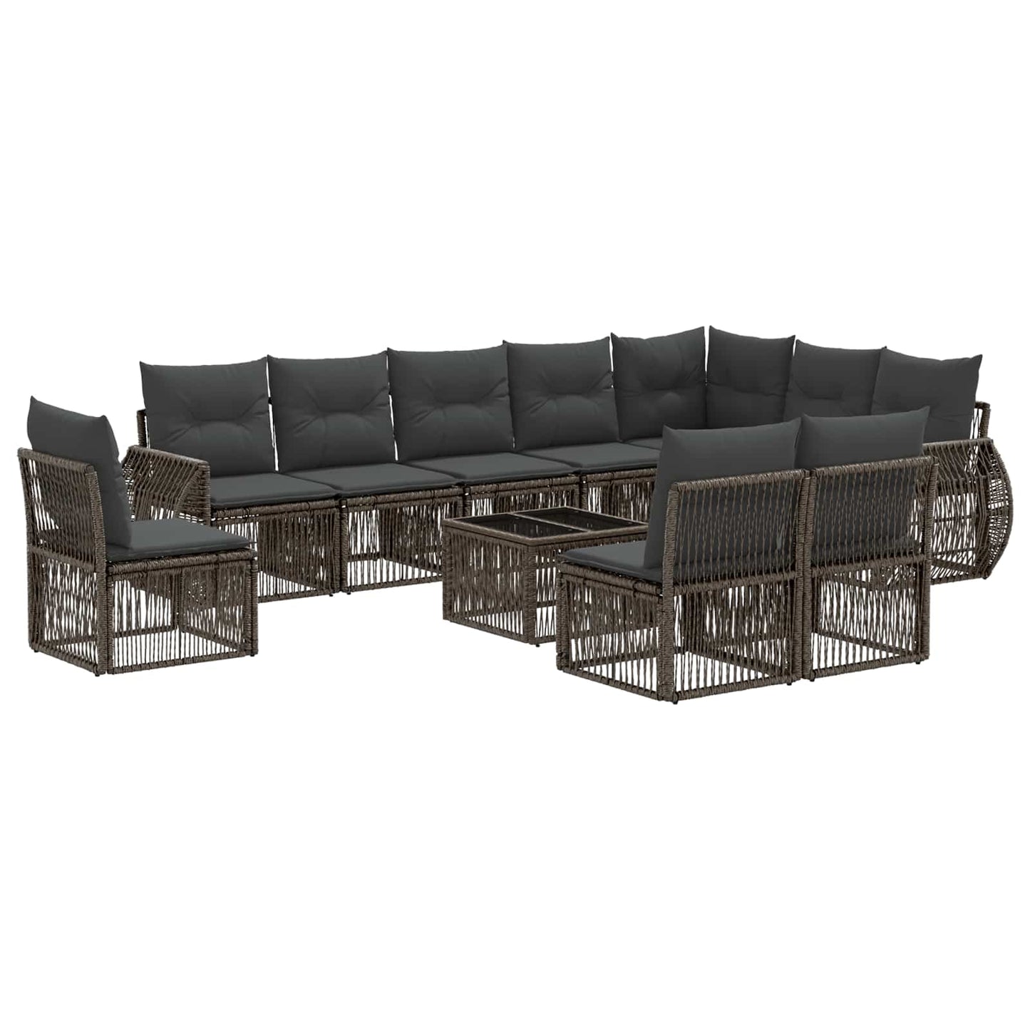 Tuinbankenset 11 pcs Grijs en Donkergrijs poly rattan is nu te koop bij PeponiXL, paradijselijk wonen!