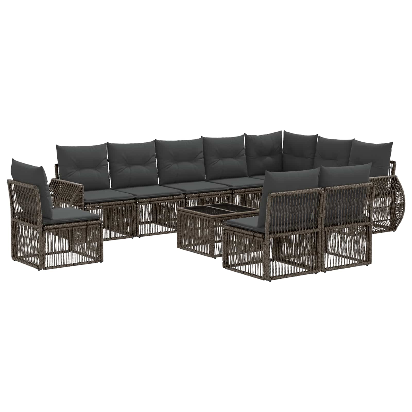 Tuinbankenset 11 pcs Grijs en Donkergrijs poly rattan is nu te koop bij PeponiXL, paradijselijk wonen!