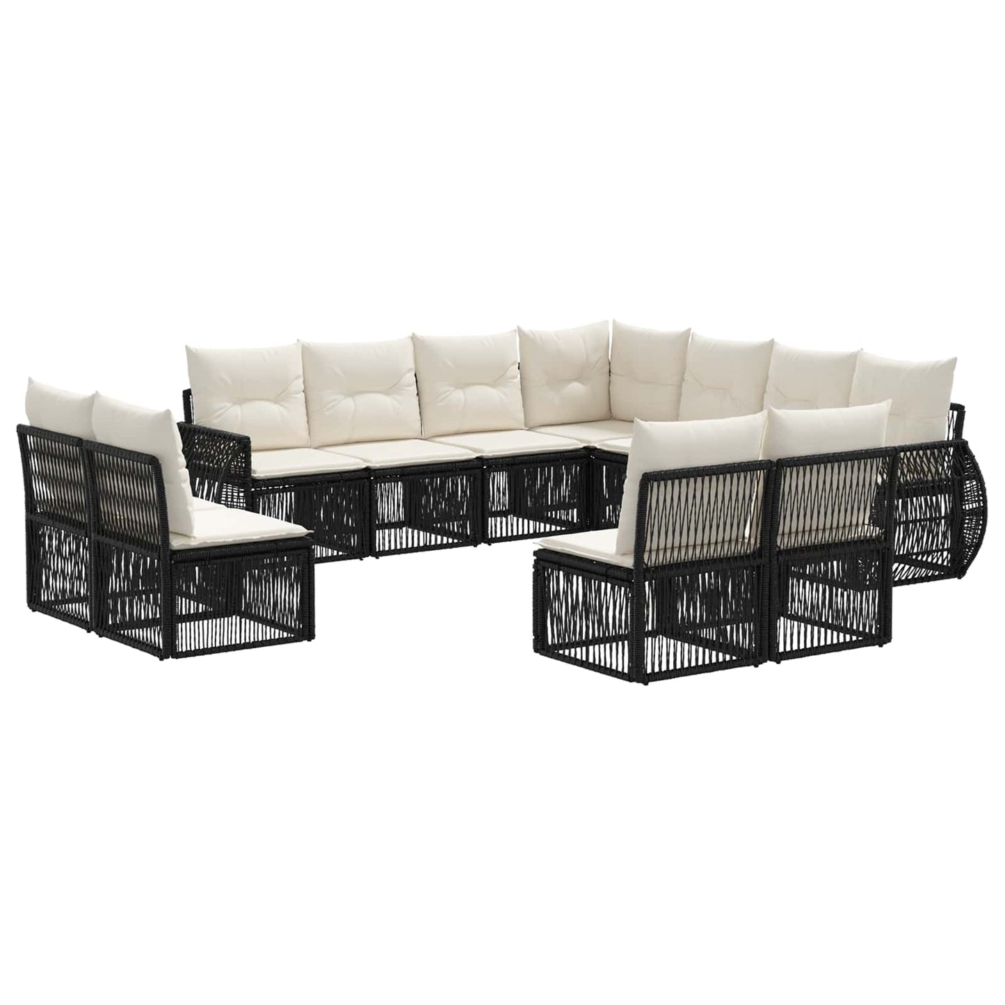 Tuinbankenset 11 pcs Zwart en Cream Wit poly rattan is nu te koop bij PeponiXL, paradijselijk wonen!