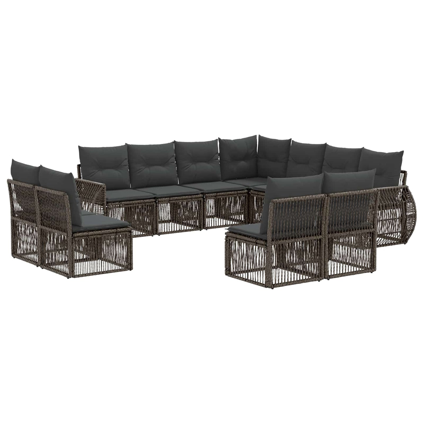 Tuinbankenset 11 pcs Grijs en Donkergrijs poly rattan is nu te koop bij PeponiXL, paradijselijk wonen!