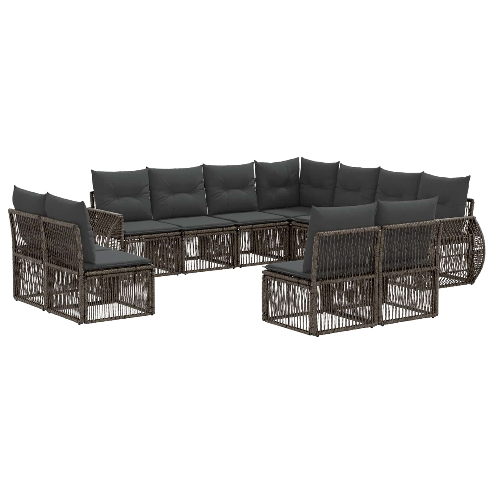 Tuinbankenset 11 pcs Grijs en Donkergrijs poly rattan is nu te koop bij PeponiXL, paradijselijk wonen!