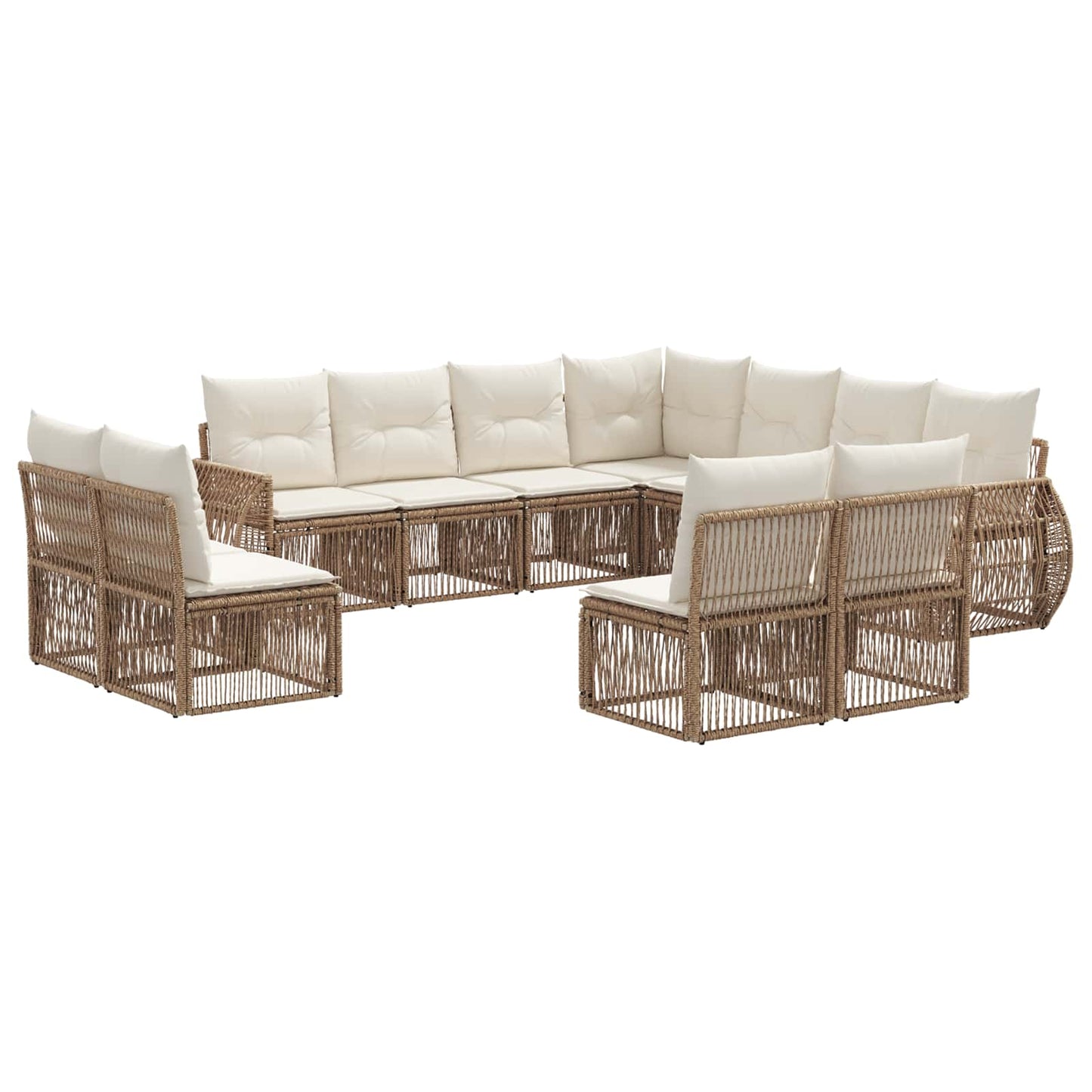 Tuinbankenset 11 pcs Beige en Crème Wit poly rattan is nu te koop bij PeponiXL, paradijselijk wonen!