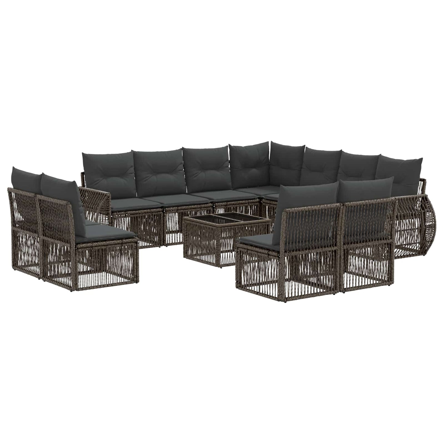 Tuinbankenset 12 pcs Grijs en Donkergrijs poly rattan is nu te koop bij PeponiXL, paradijselijk wonen!