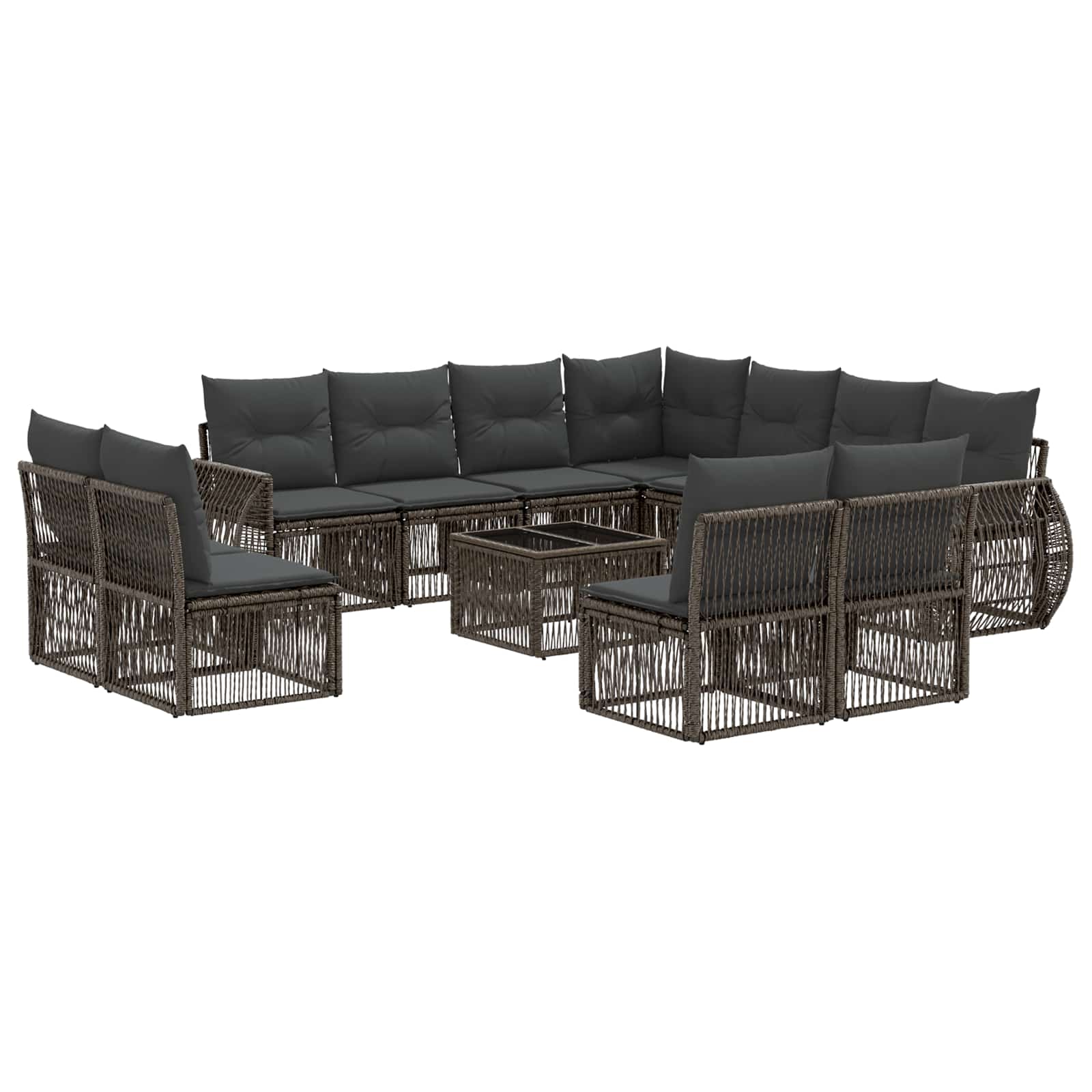 Tuinbankenset 12 pcs Grijs en Donkergrijs poly rattan is nu te koop bij PeponiXL, paradijselijk wonen!