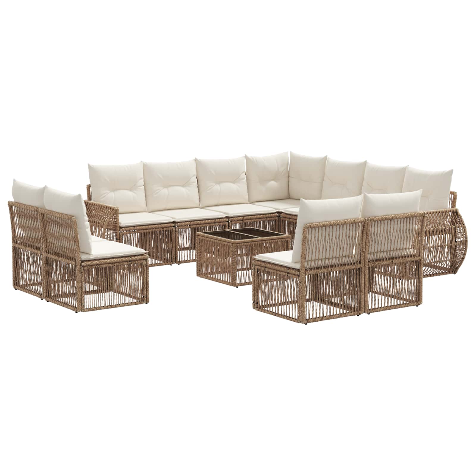 Tuinbankenset 12 pcs Beige en Crème Wit poly rattan is nu te koop bij PeponiXL, paradijselijk wonen!