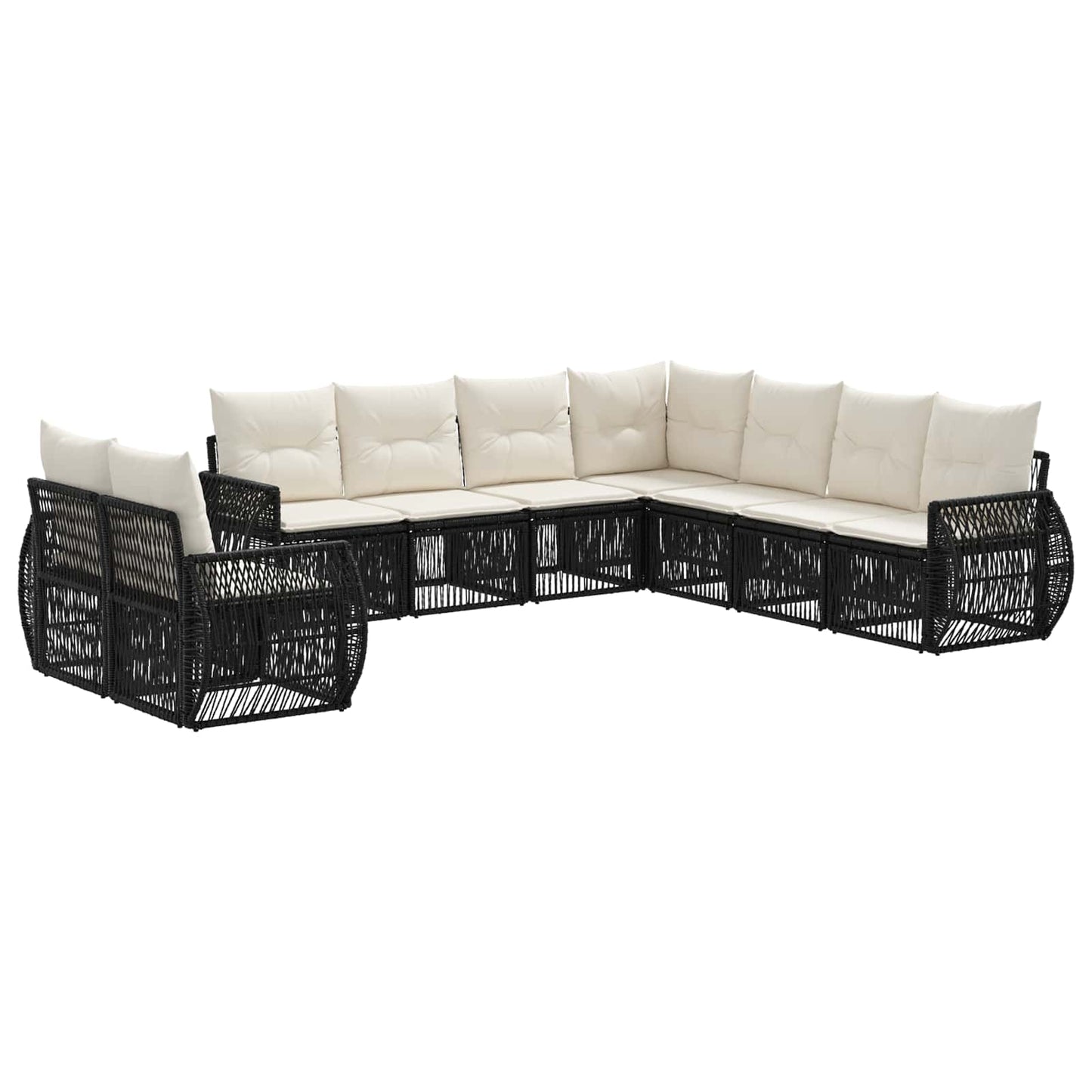 Tuinbankenset 9 pcs Zwart en Cream Wit poly rattan is nu te koop bij PeponiXL, paradijselijk wonen!