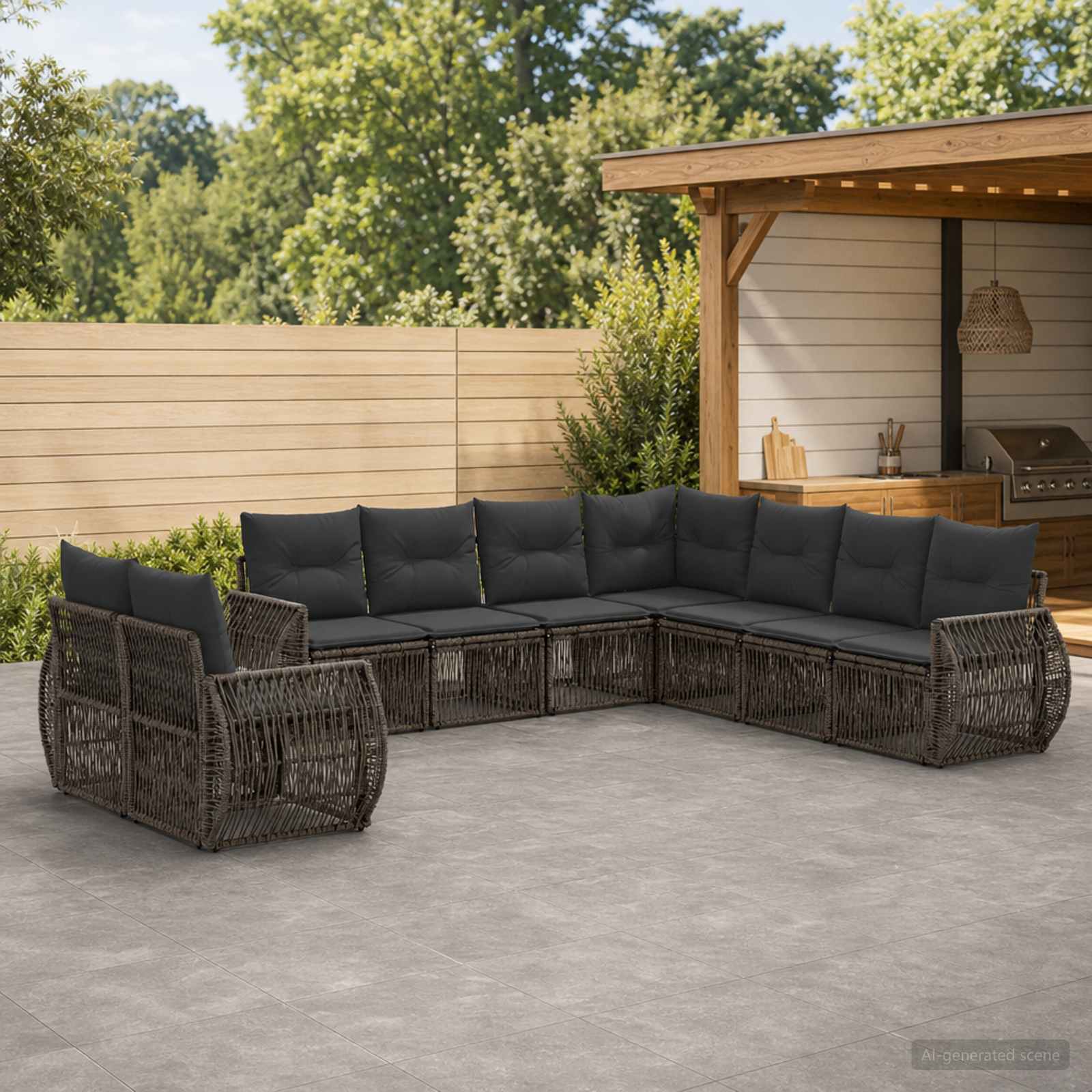 Tuinbankenset 9 pcs Grijs en Donkergrijs poly rattan is nu te koop bij PeponiXL, paradijselijk wonen!