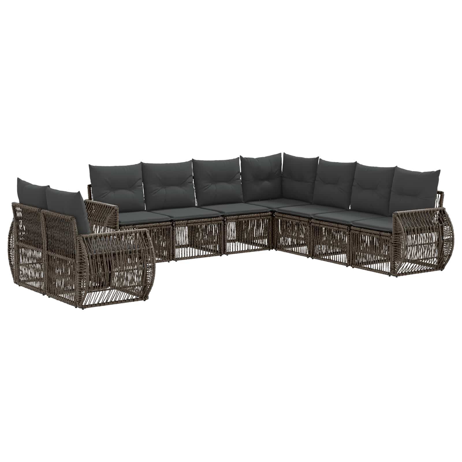 Tuinbankenset 9 pcs Grijs en Donkergrijs poly rattan is nu te koop bij PeponiXL, paradijselijk wonen!