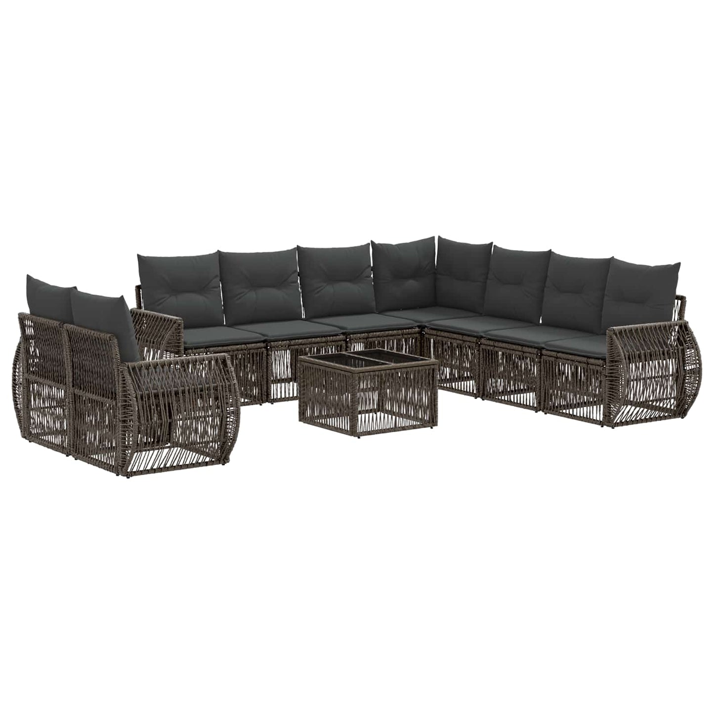 Tuinbankenset 10 pcs Grijs en Donkergrijs poly rattan is nu te koop bij PeponiXL, paradijselijk wonen!