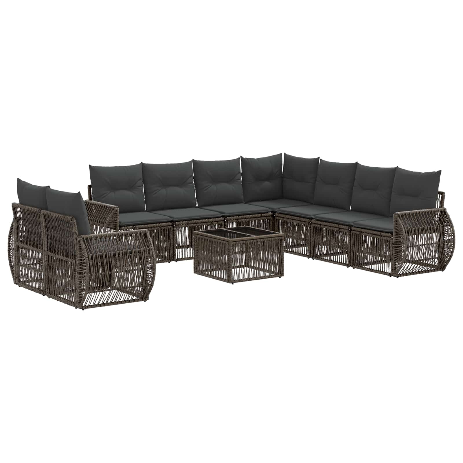 Tuinbankenset 10 pcs Grijs en Donkergrijs poly rattan is nu te koop bij PeponiXL, paradijselijk wonen!