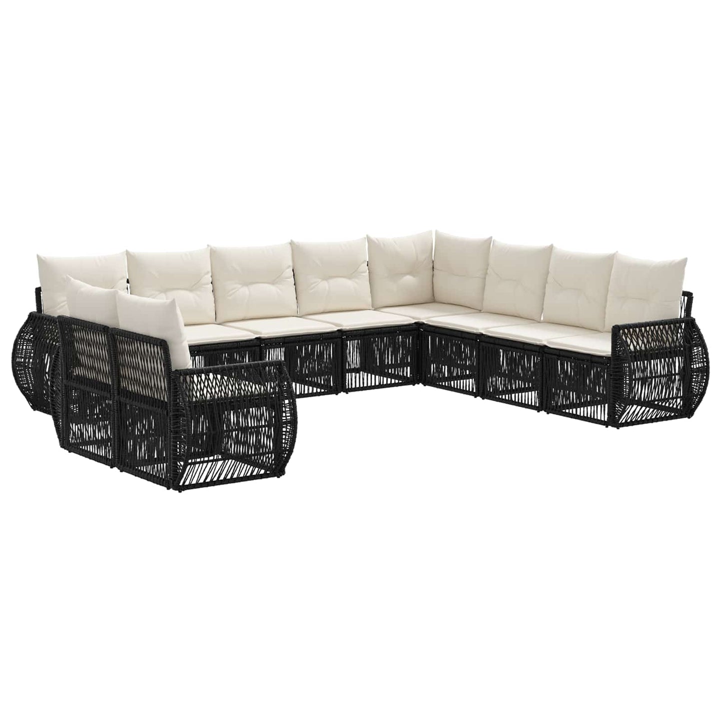 Tuinbankenset 10 pcs Zwart en Cream Wit poly rattan is nu te koop bij PeponiXL, paradijselijk wonen!