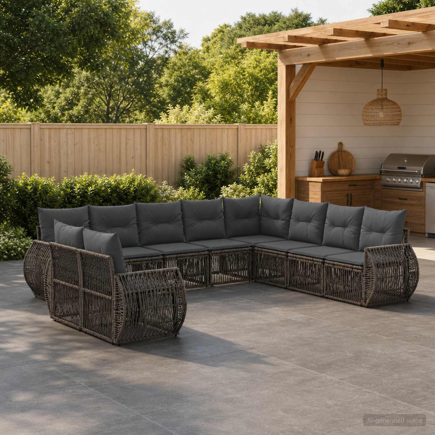 Tuinbankenset 10 pcs Grijs en Donkergrijs poly rattan is nu te koop bij PeponiXL, paradijselijk wonen!
