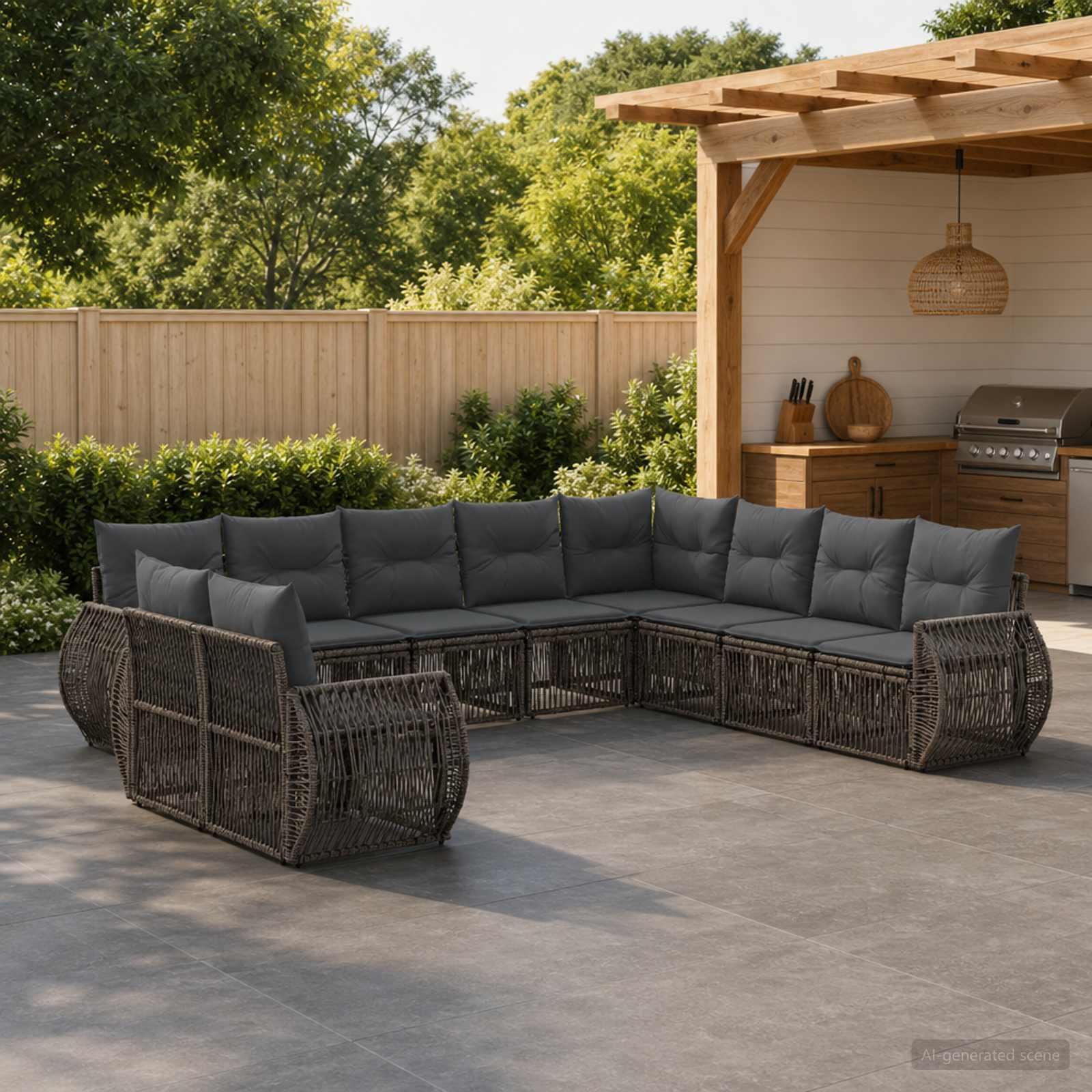 Tuinbankenset 10 pcs Grijs en Donkergrijs poly rattan is nu te koop bij PeponiXL, paradijselijk wonen!