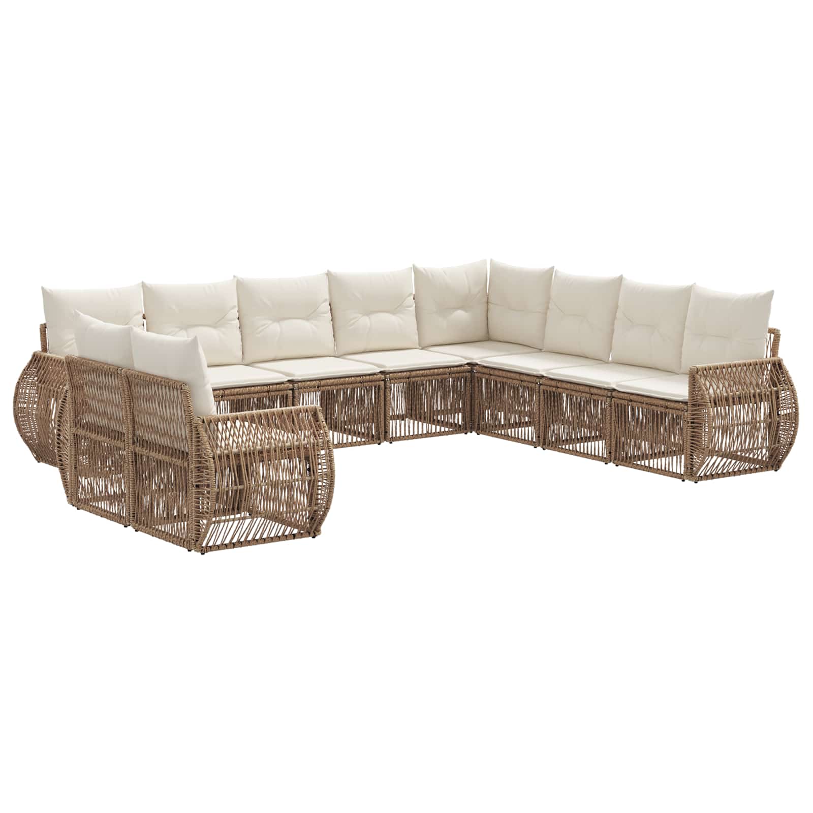 Tuinbankenset 10 pcs Beige en Crème Wit poly rattan is nu te koop bij PeponiXL, paradijselijk wonen!