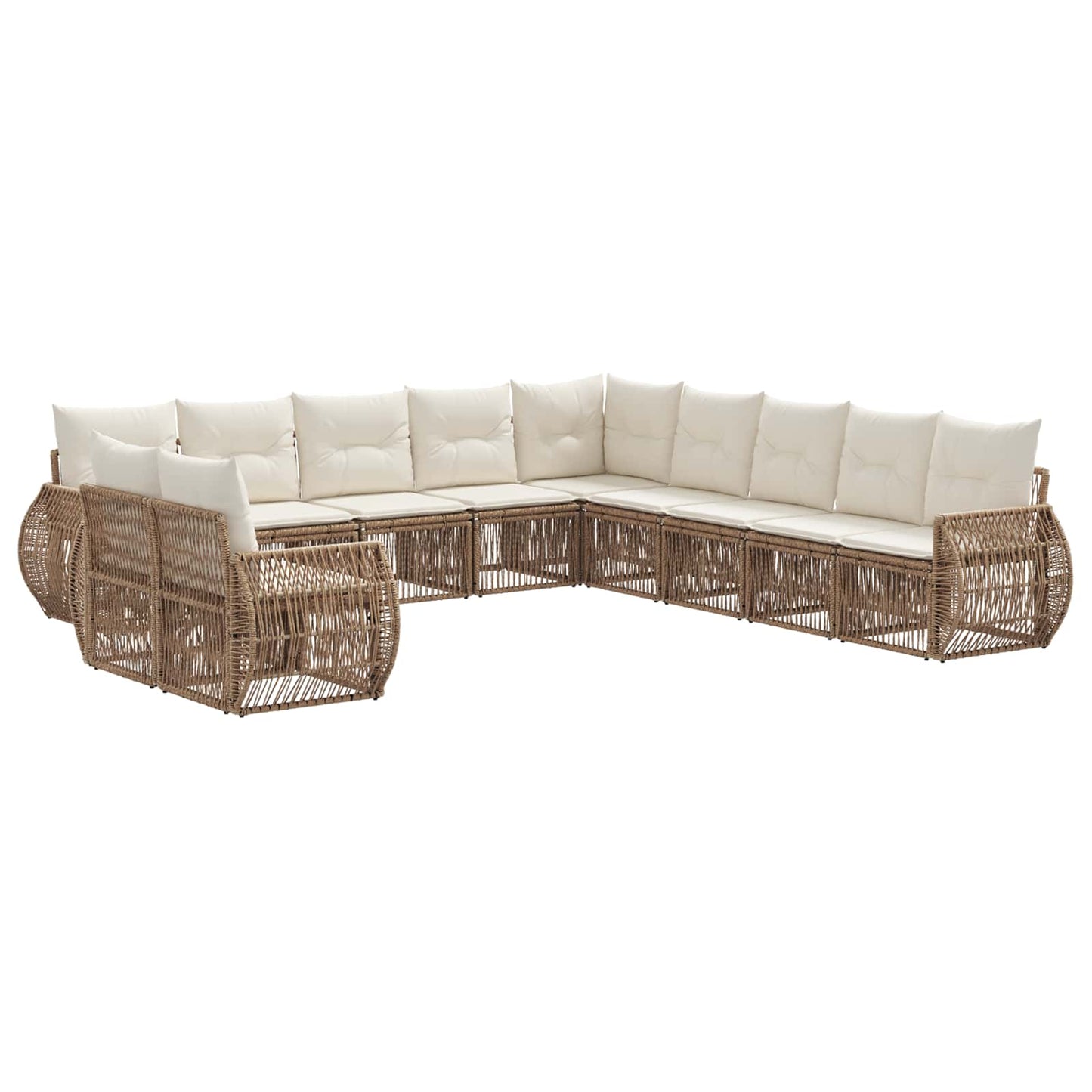 Tuinbankenset 11 pcs Beige en Crème Wit poly rattan is nu te koop bij PeponiXL, paradijselijk wonen!