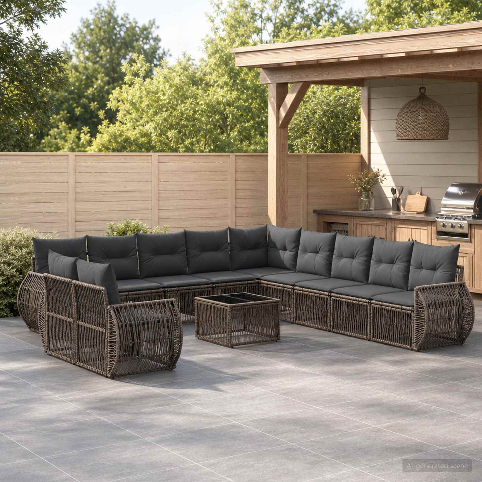 Tuinbankenset 12 pcs Grijs en Donkergrijs poly rattan is nu te koop bij PeponiXL, paradijselijk wonen!