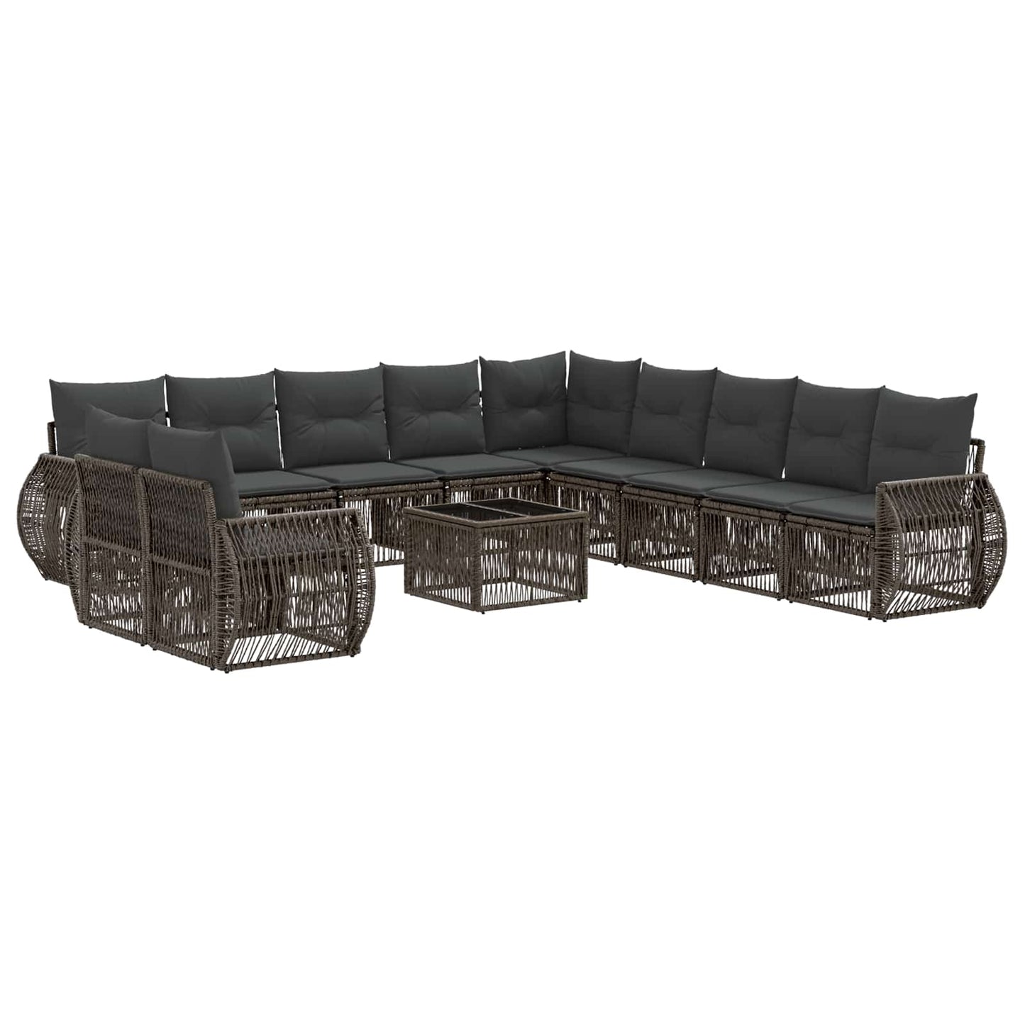 Tuinbankenset 12 pcs Grijs en Donkergrijs poly rattan is nu te koop bij PeponiXL, paradijselijk wonen!
