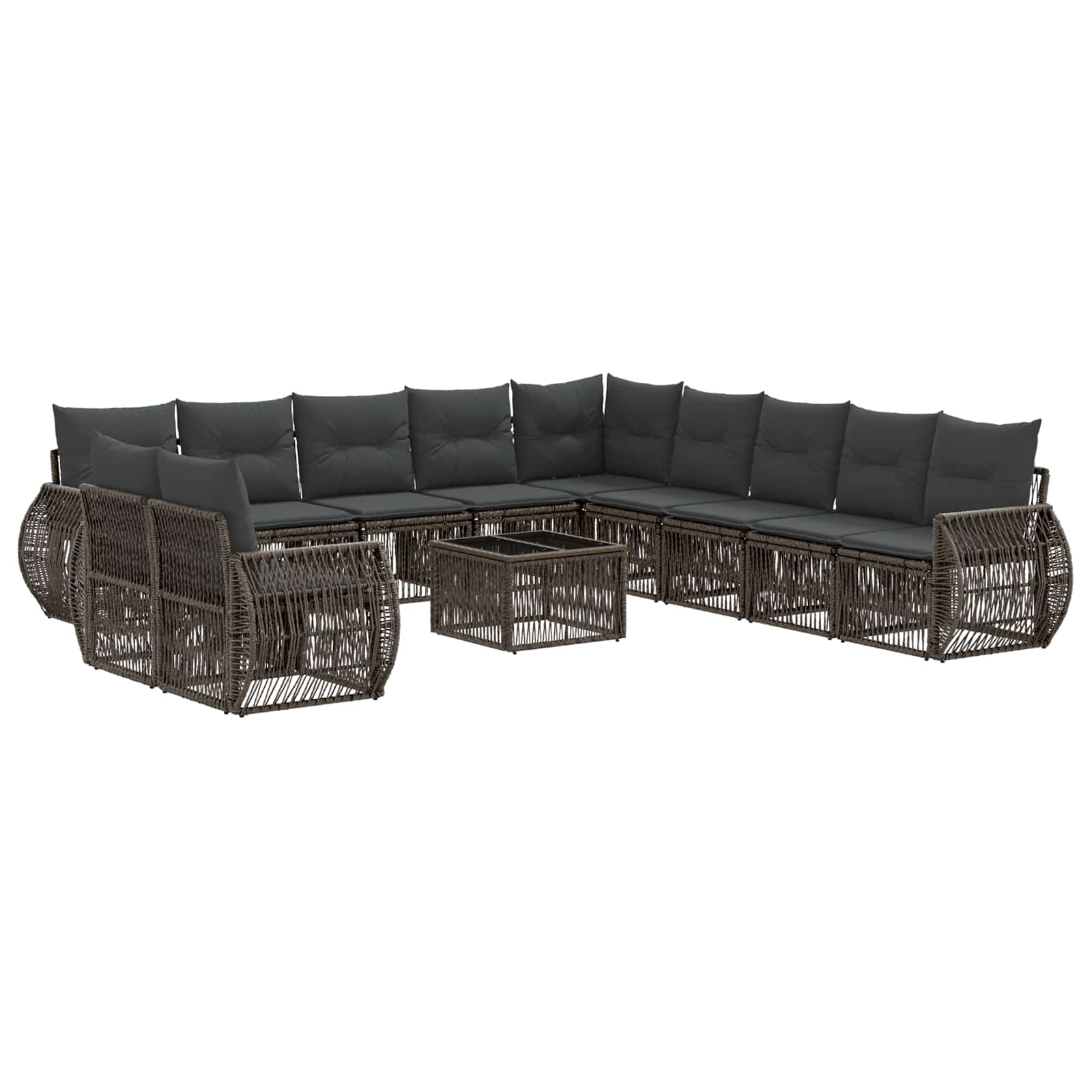 Tuinbankenset 12 pcs Grijs en Donkergrijs poly rattan is nu te koop bij PeponiXL, paradijselijk wonen!