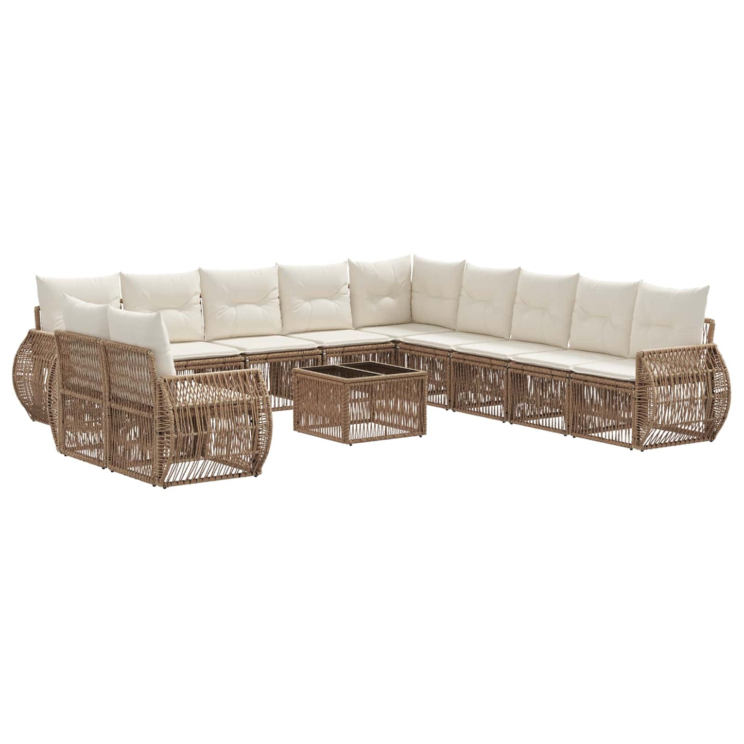 Tuinbankenset 12 pcs Beige en Crème Wit poly rattan is nu te koop bij PeponiXL, paradijselijk wonen!