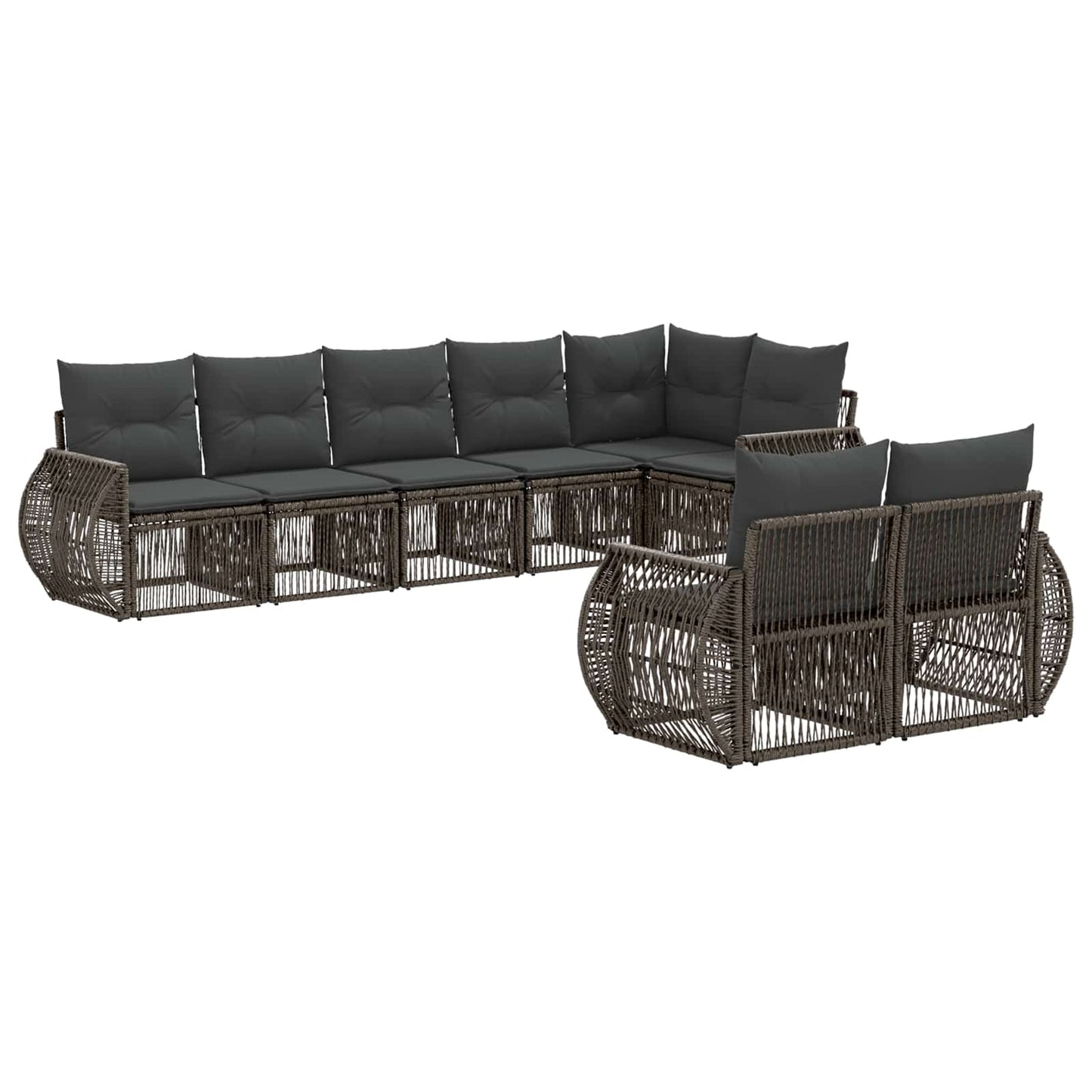 Tuinbankenset 8 pcs Grijs en Donkergrijs poly rattan is nu te koop bij PeponiXL, paradijselijk wonen!