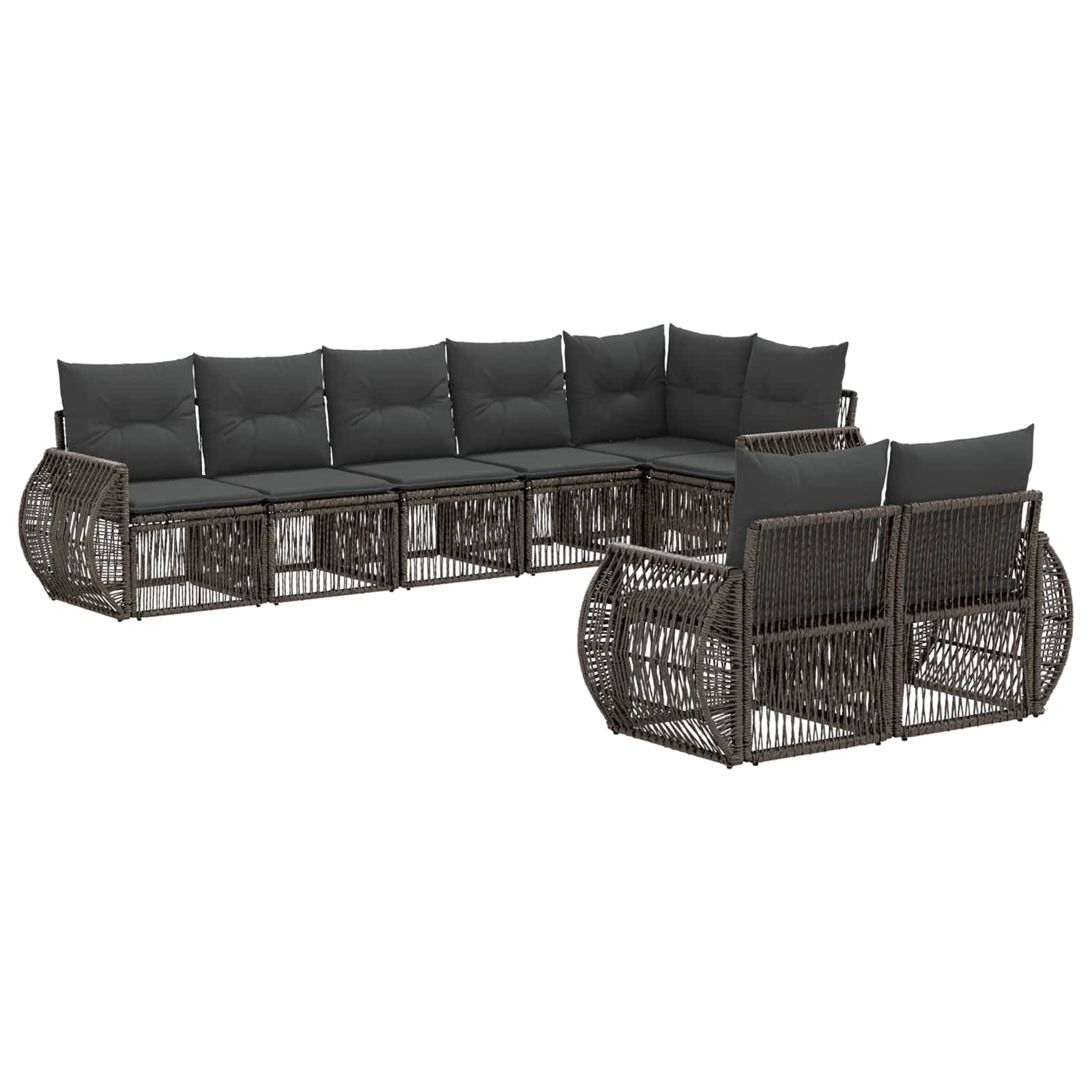 Tuinbankenset 8 pcs Grijs en Donkergrijs poly rattan is nu te koop bij PeponiXL, paradijselijk wonen!