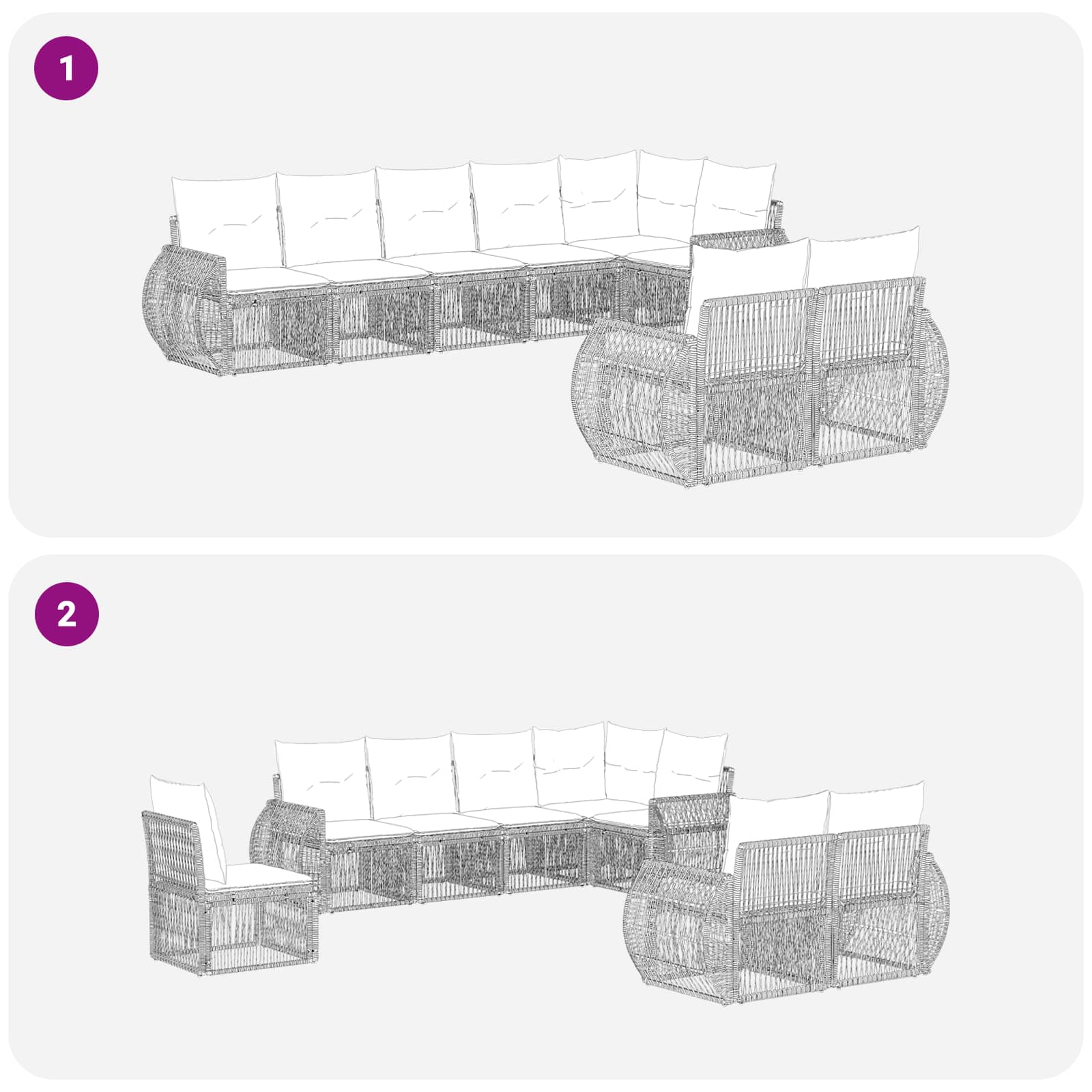 Tuinbankenset 8 pcs Grijs en Donkergrijs poly rattan is nu te koop bij PeponiXL, paradijselijk wonen!