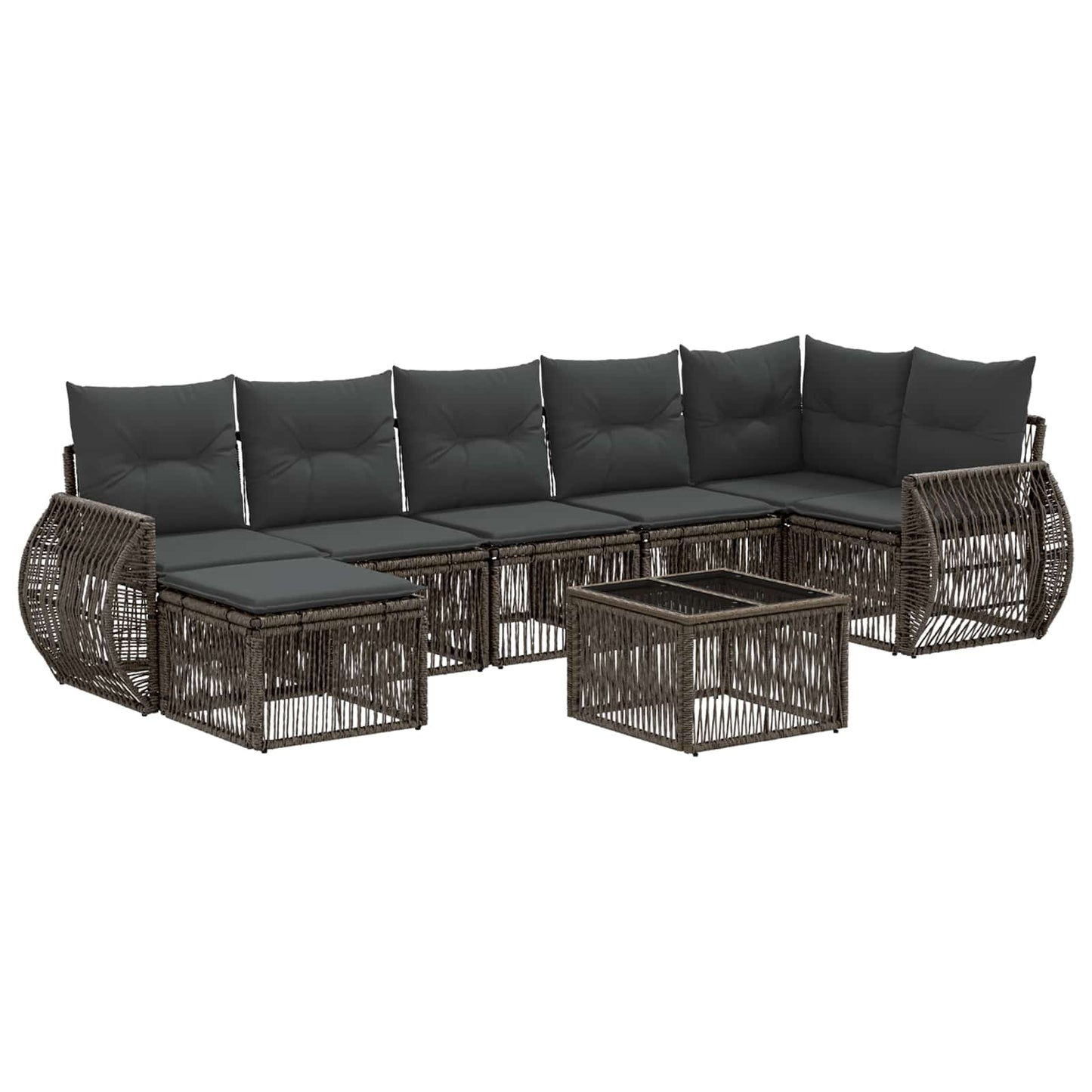 Tuinbankenset 8 pcs Grijs en Donkergrijs poly rattan is nu te koop bij PeponiXL, paradijselijk wonen!