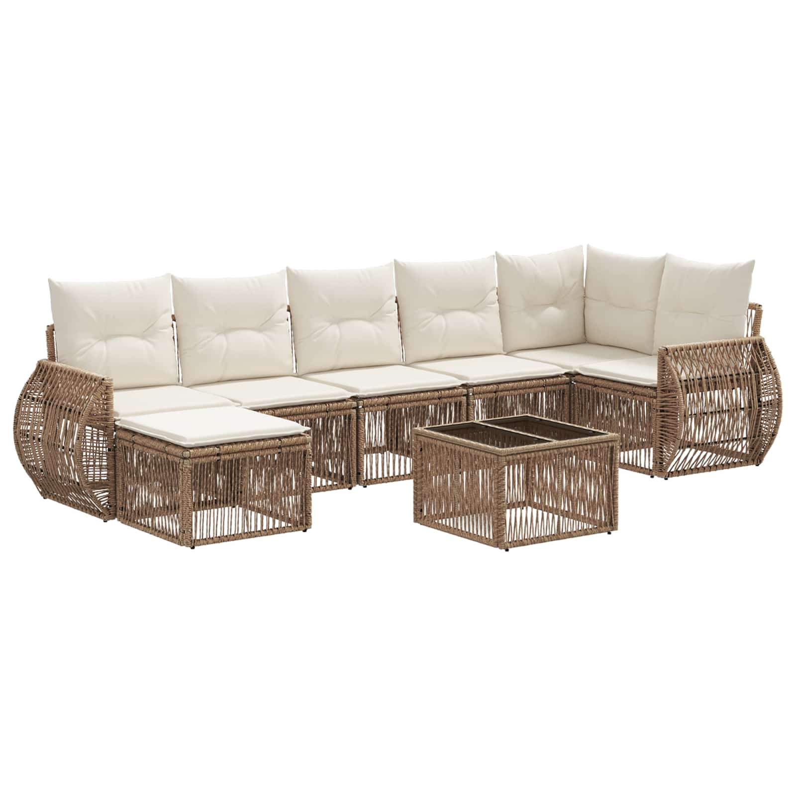 Tuinbankenset 8 pcs Beige en Crème Wit poly rattan is nu te koop bij PeponiXL, paradijselijk wonen!