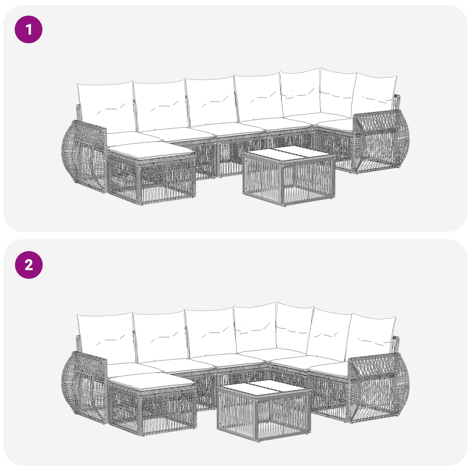 Tuinbankenset 8 pcs Beige en Crème Wit poly rattan is nu te koop bij PeponiXL, paradijselijk wonen!