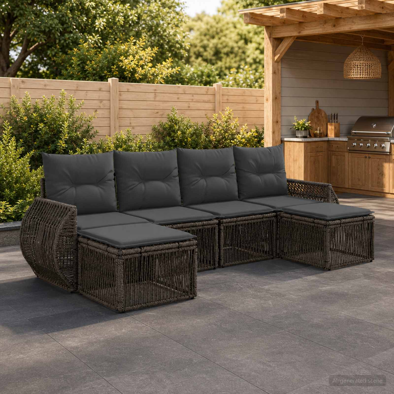 Tuinbankenset 6 pcs Grijs en Donkergrijs poly rattan is nu te koop bij PeponiXL, paradijselijk wonen!
