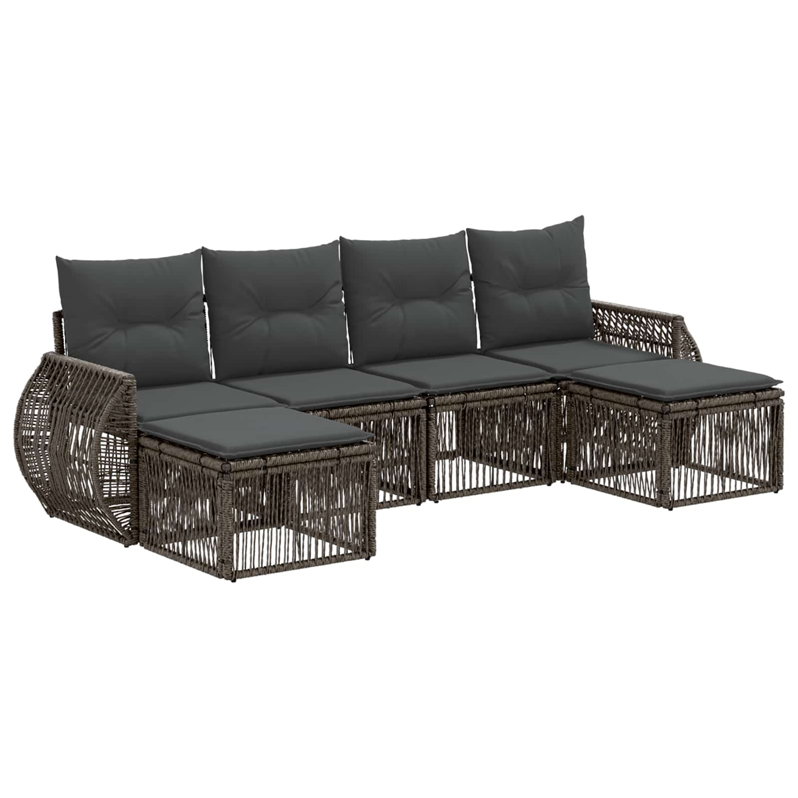 Tuinbankenset 6 pcs Grijs en Donkergrijs poly rattan is nu te koop bij PeponiXL, paradijselijk wonen!