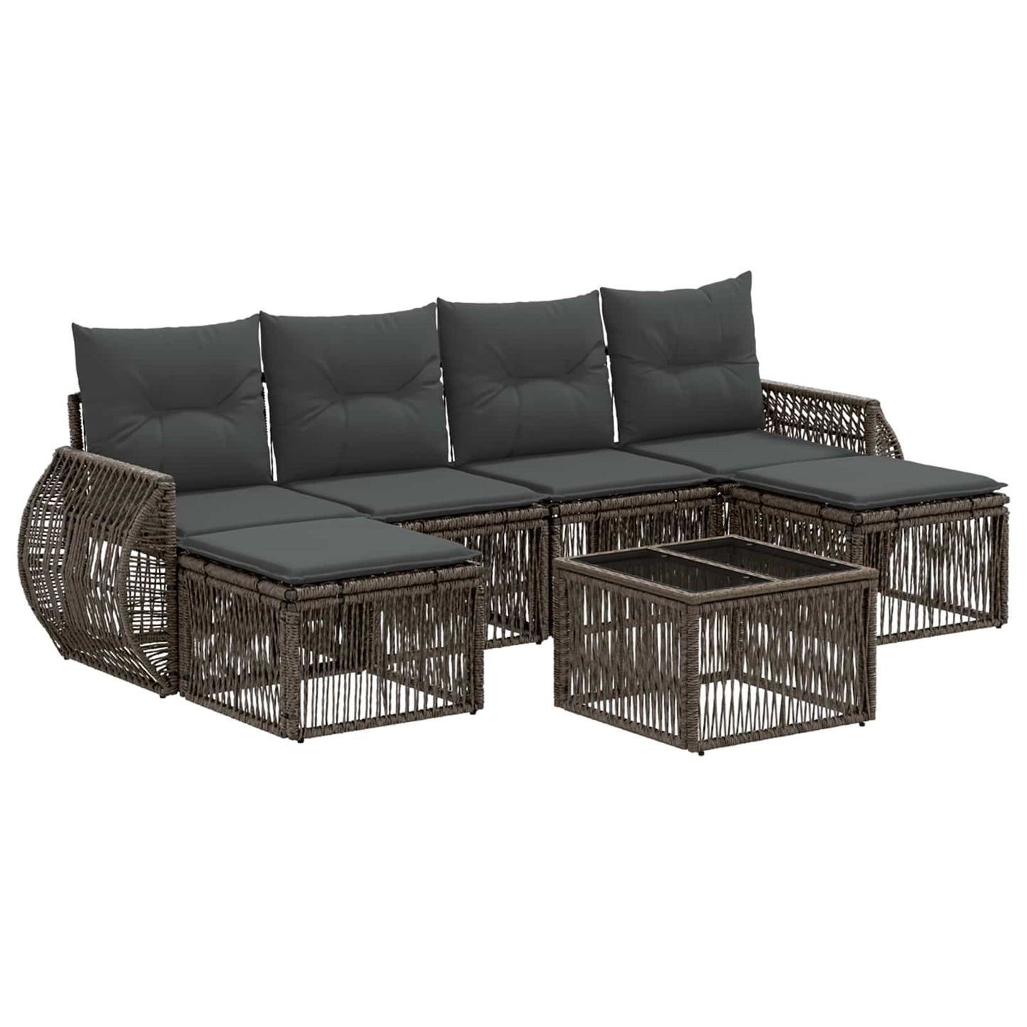 Tuinbankenset 7 pcs Grijs en Donkergrijs poly rattan is nu te koop bij PeponiXL, paradijselijk wonen!