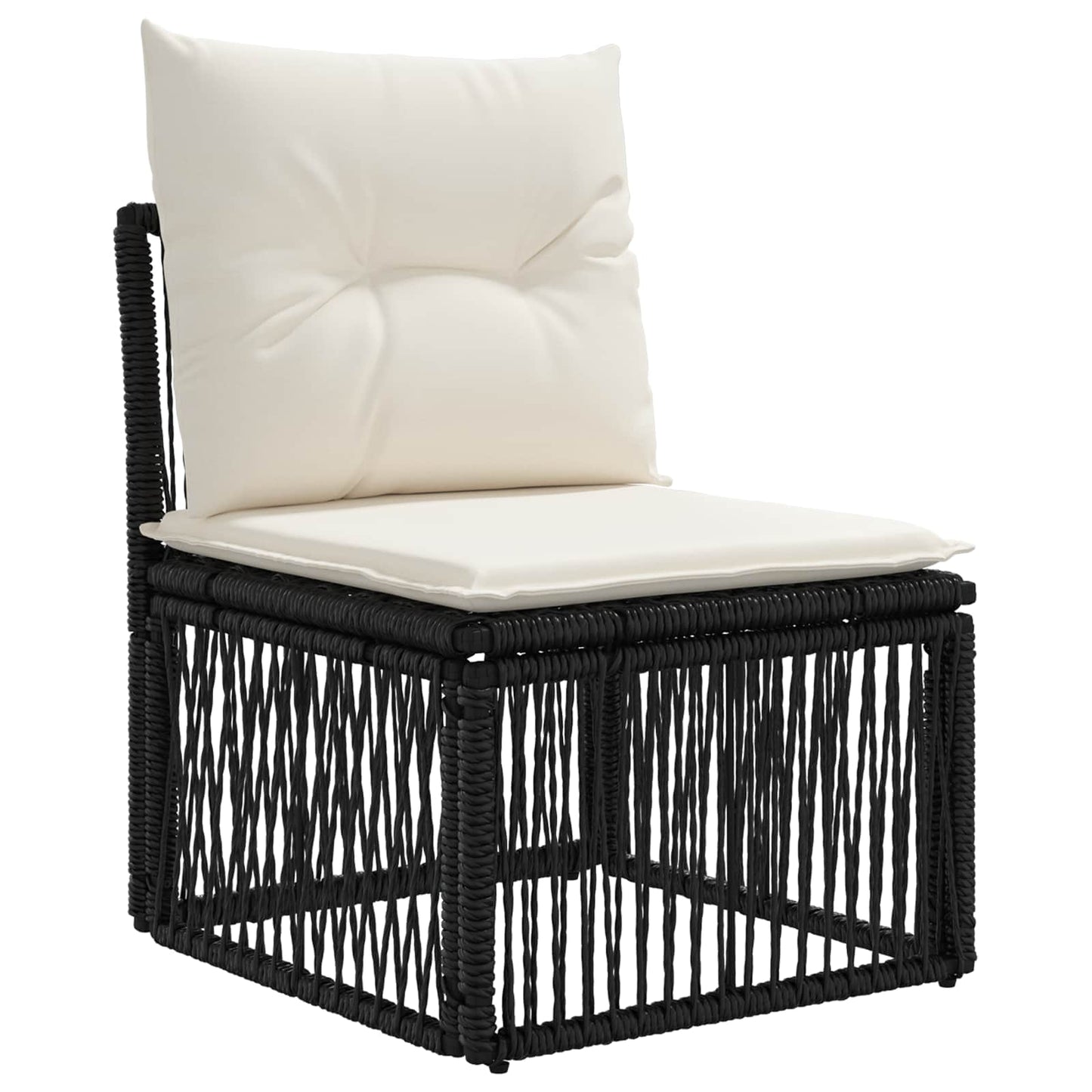 Tuinbankenset 8 pcs Zwart en Cream Wit poly rattan is nu te koop bij PeponiXL, paradijselijk wonen!