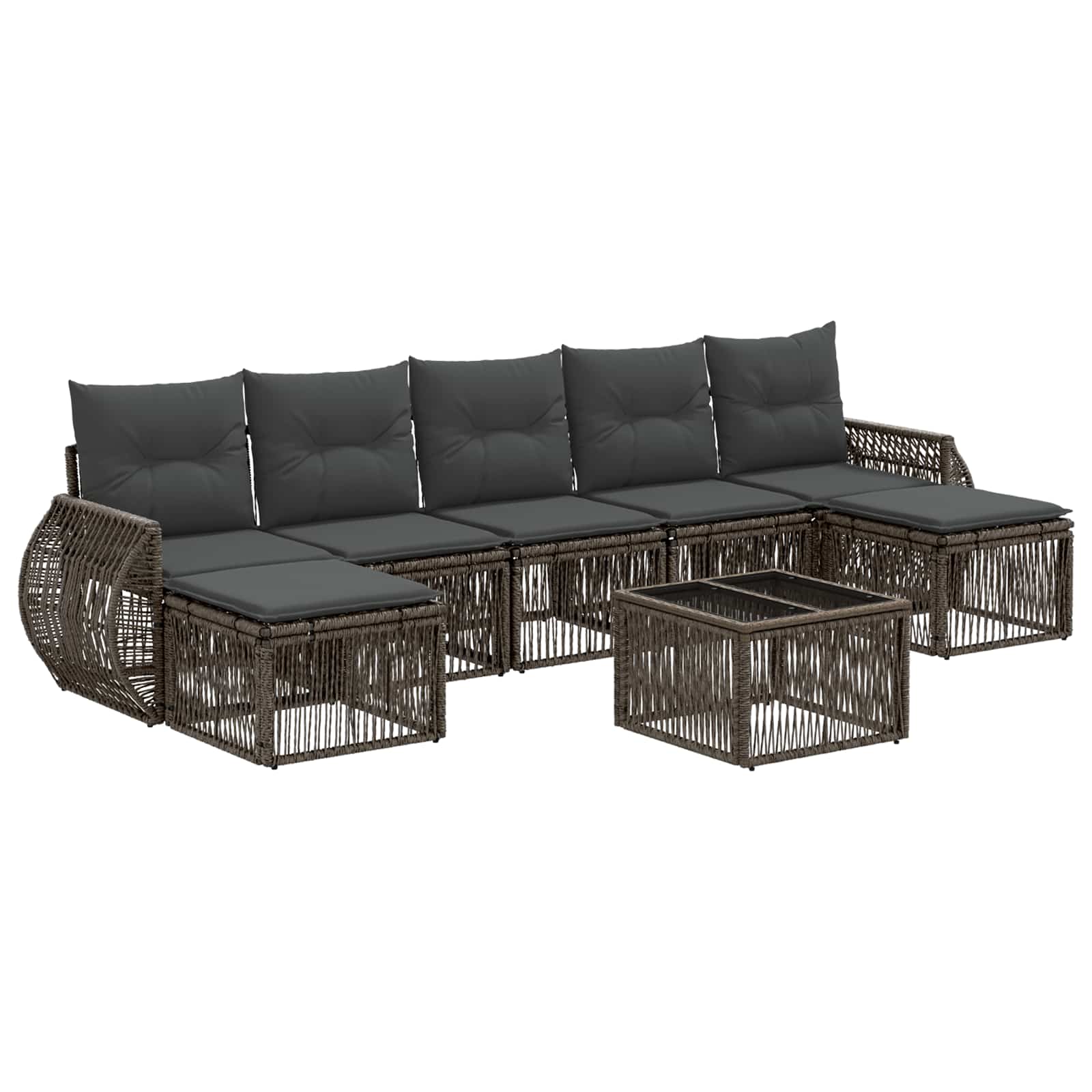 Tuinbankenset 8 pcs Grijs en Donkergrijs poly rattan is nu te koop bij PeponiXL, paradijselijk wonen!