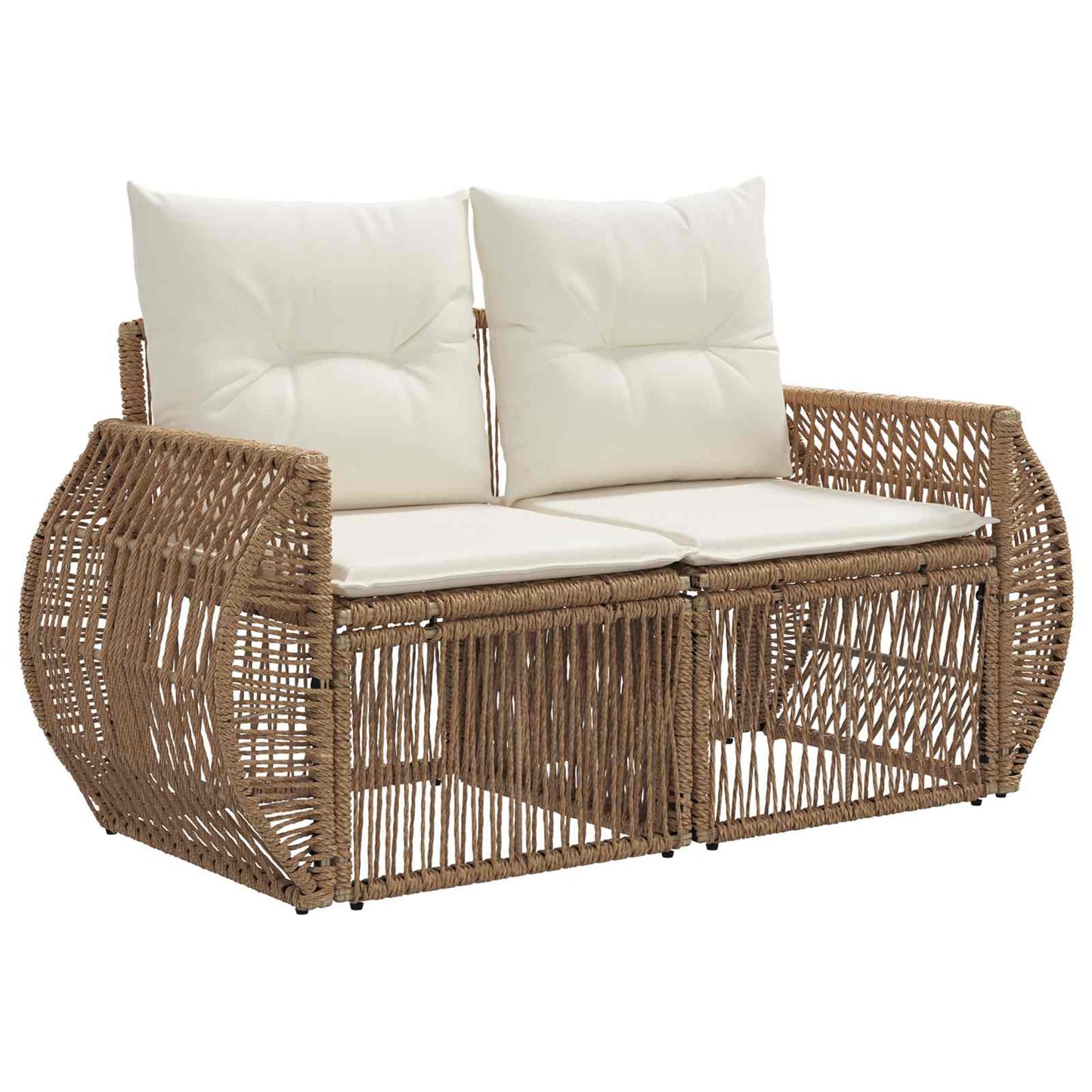 Tuinbankenset 8 pcs Beige en Crème Wit poly rattan is nu te koop bij PeponiXL, paradijselijk wonen!
