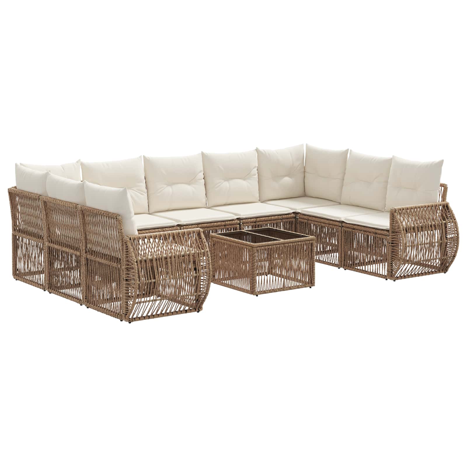 Tuinbankenset 10 pcs Beige en Crème Wit poly rattan is nu te koop bij PeponiXL, paradijselijk wonen!