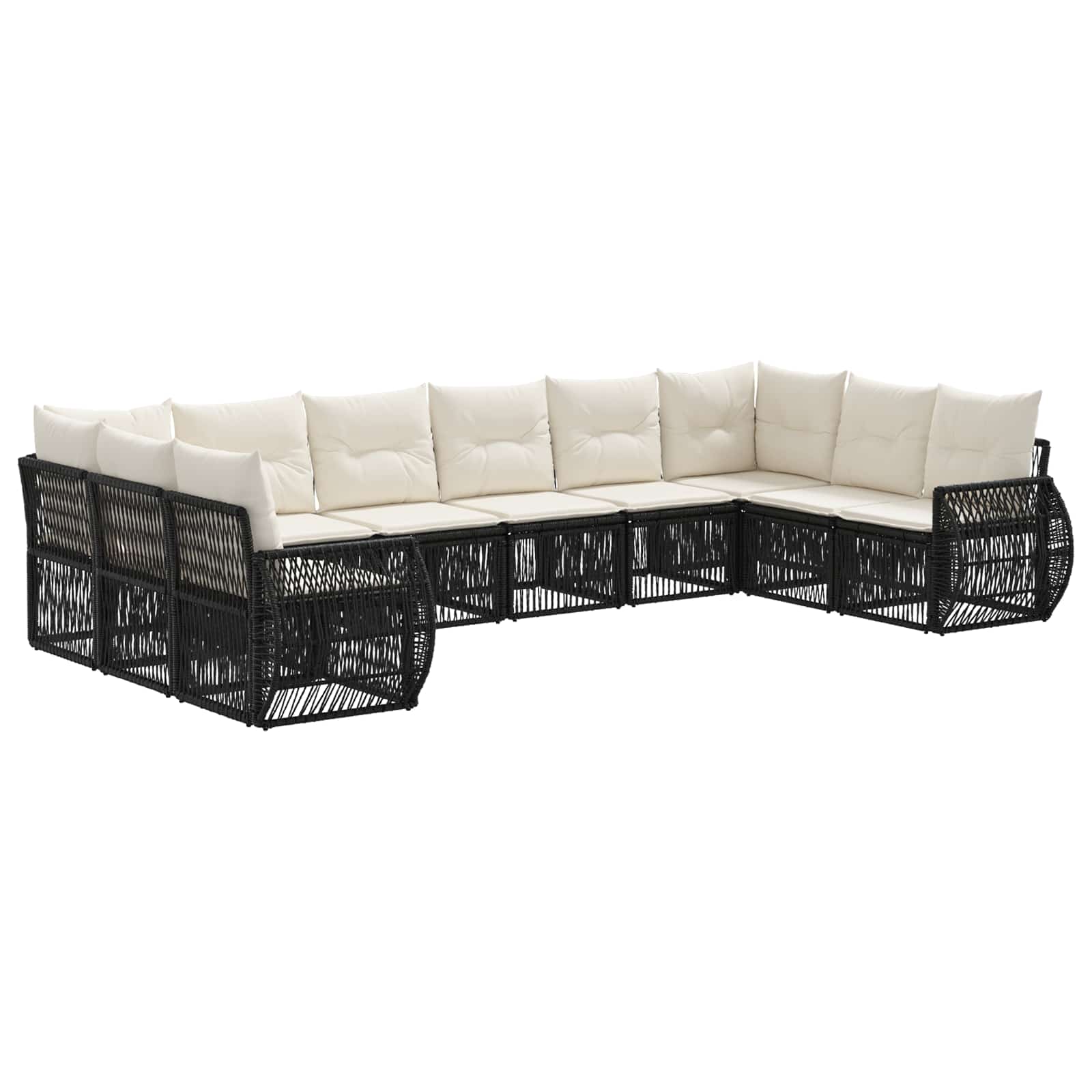 Tuinbankenset 10 pcs Zwart en Cream Wit poly rattan is nu te koop bij PeponiXL, paradijselijk wonen!