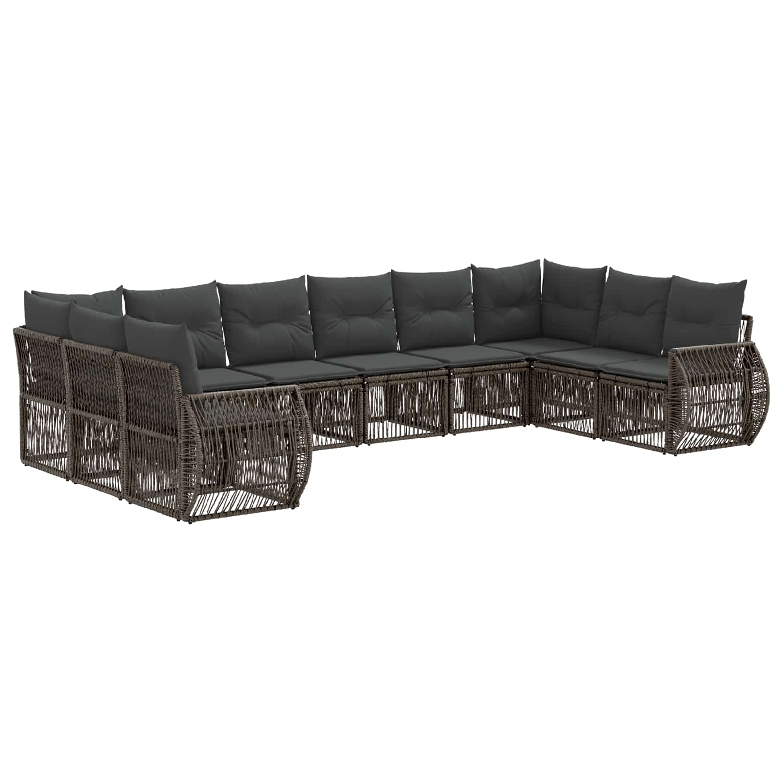 Tuinbankenset 10 pcs Grijs en Donkergrijs poly rattan is nu te koop bij PeponiXL, paradijselijk wonen!