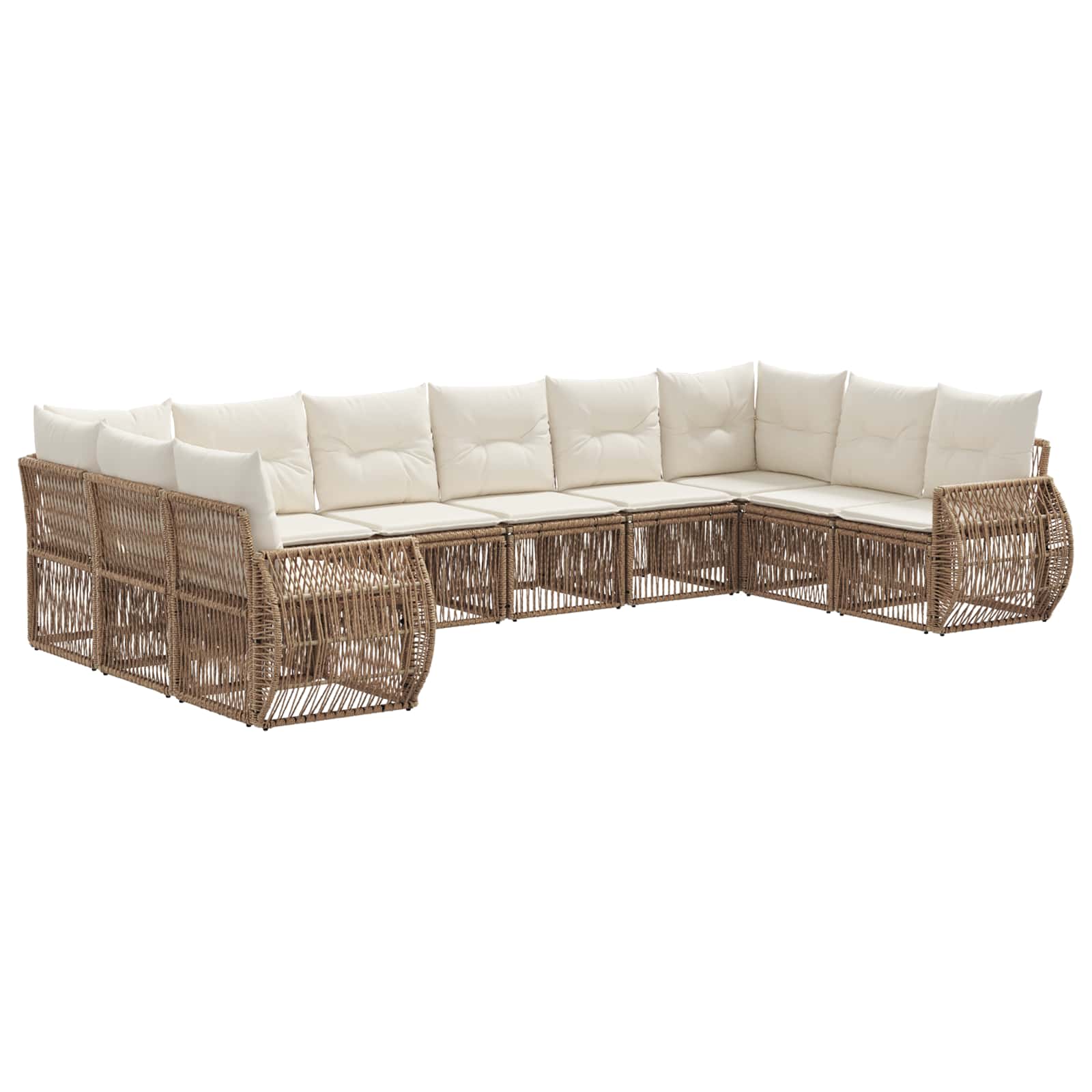 Tuinbankenset 10 pcs Beige en Crème Wit poly rattan is nu te koop bij PeponiXL, paradijselijk wonen!