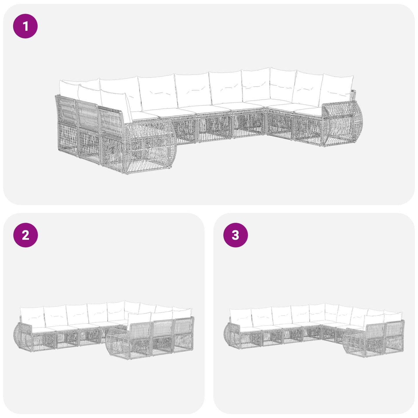 Tuinbankenset 10 pcs Beige en Crème Wit poly rattan is nu te koop bij PeponiXL, paradijselijk wonen!