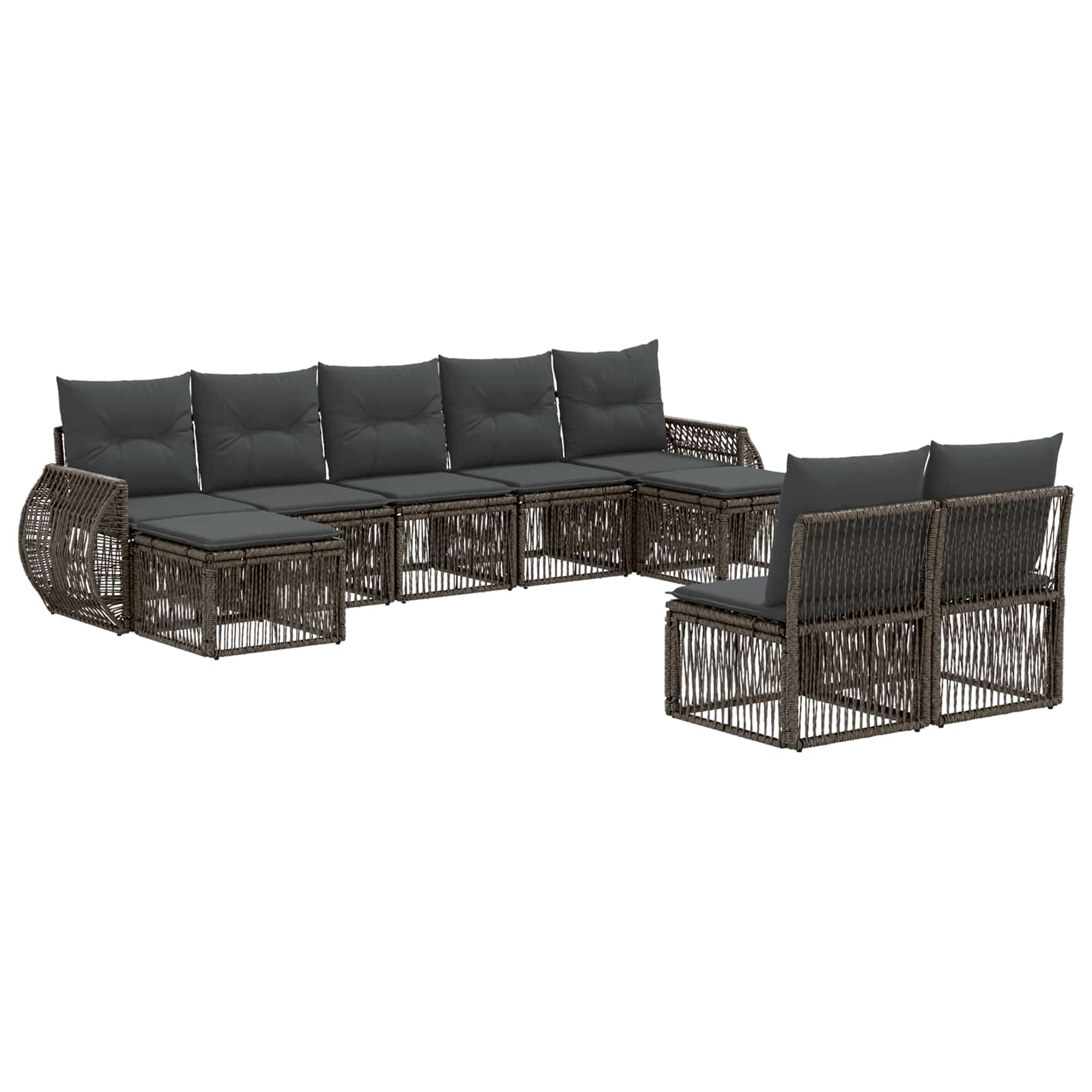 Tuinbankenset 9 pcs Grijs en Donkergrijs poly rattan is nu te koop bij PeponiXL, paradijselijk wonen!