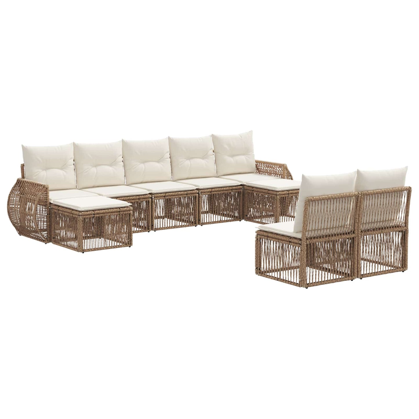 Tuinbankenset 9 pcs Beige en Crème Wit poly rattan is nu te koop bij PeponiXL, paradijselijk wonen!