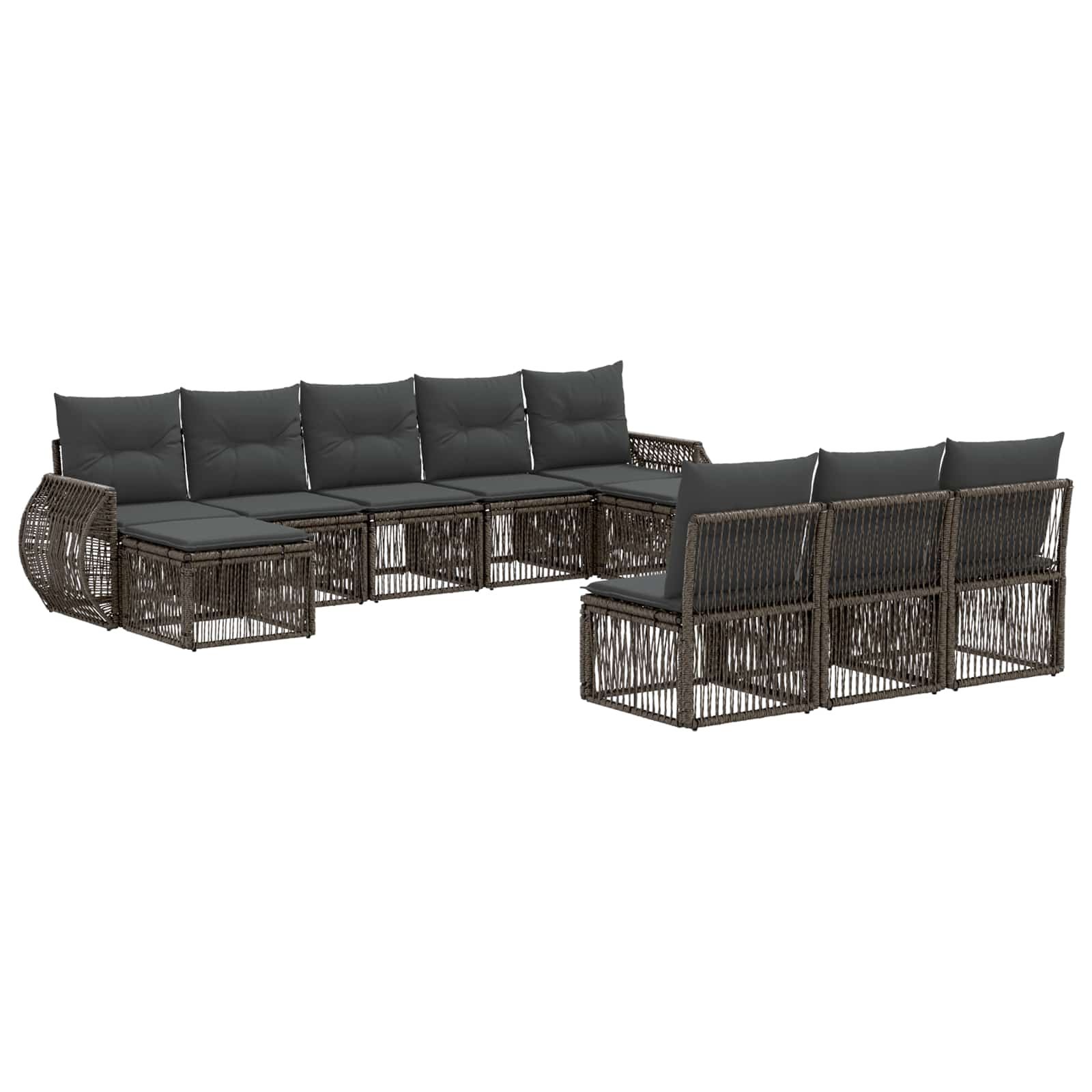 Tuinbankenset 10 pcs Grijs en Donkergrijs poly rattan is nu te koop bij PeponiXL, paradijselijk wonen!